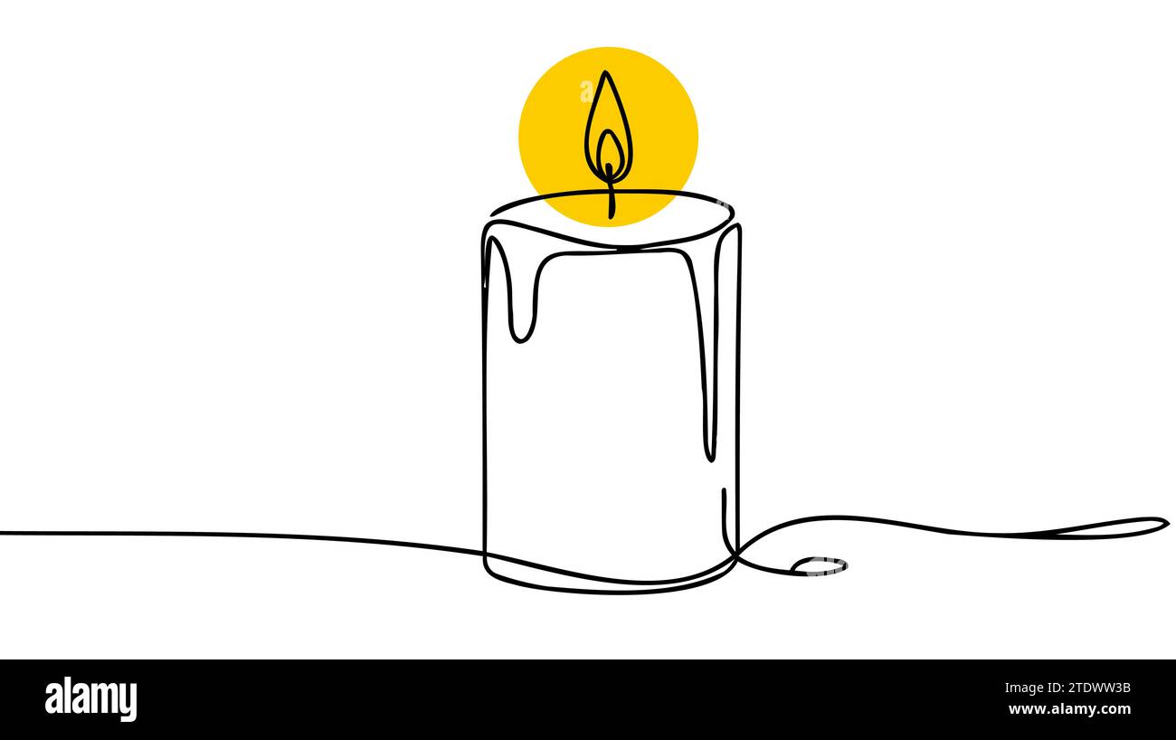 Candle One Line Stock Illustration - Download Image Now - Candle