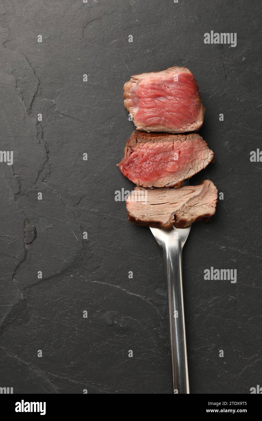 Delicious sliced beef tenderloin with different degrees of doneness on