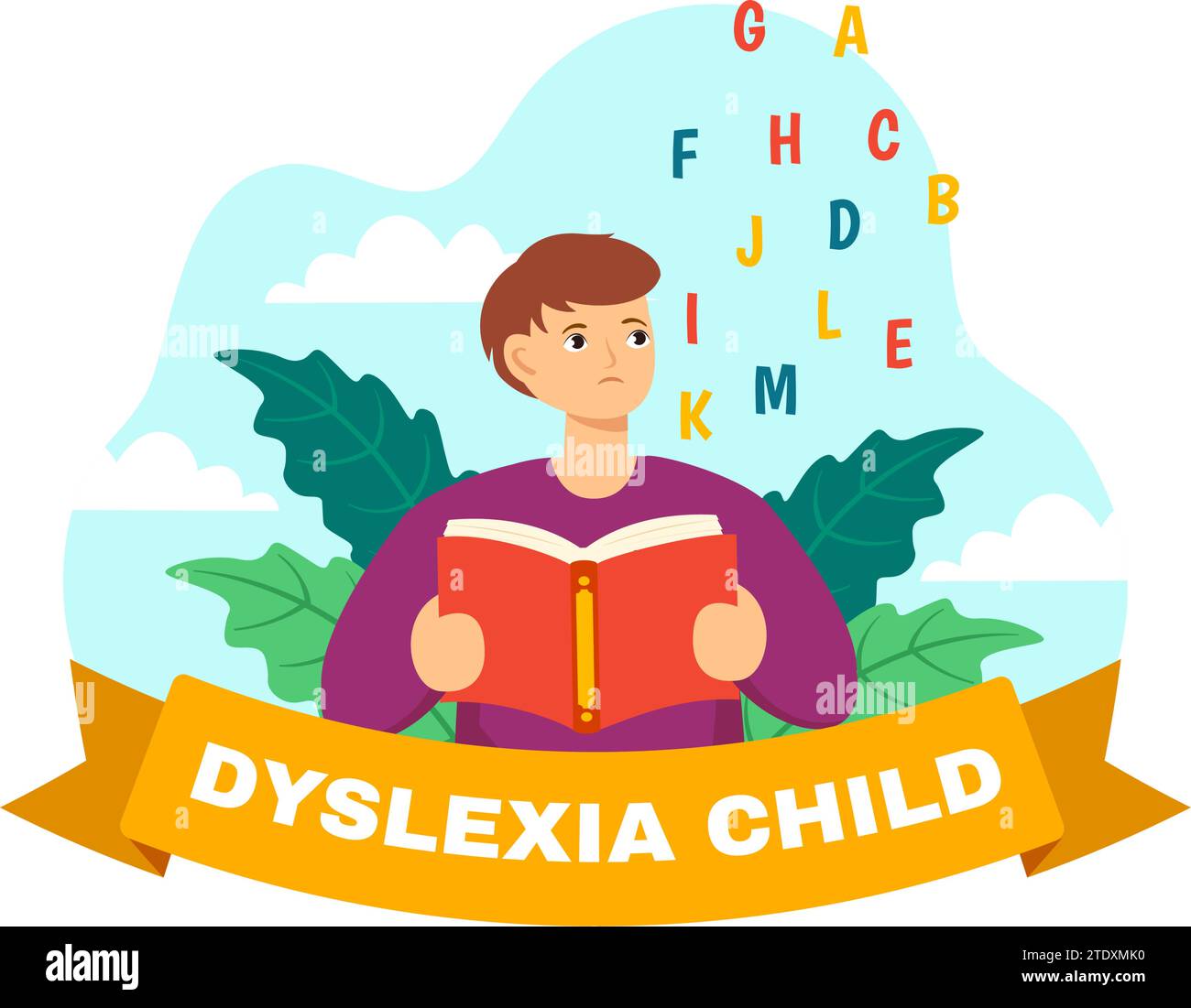 Dyslexia Children Vector Illustration of Kids Dyslexia Disorder and