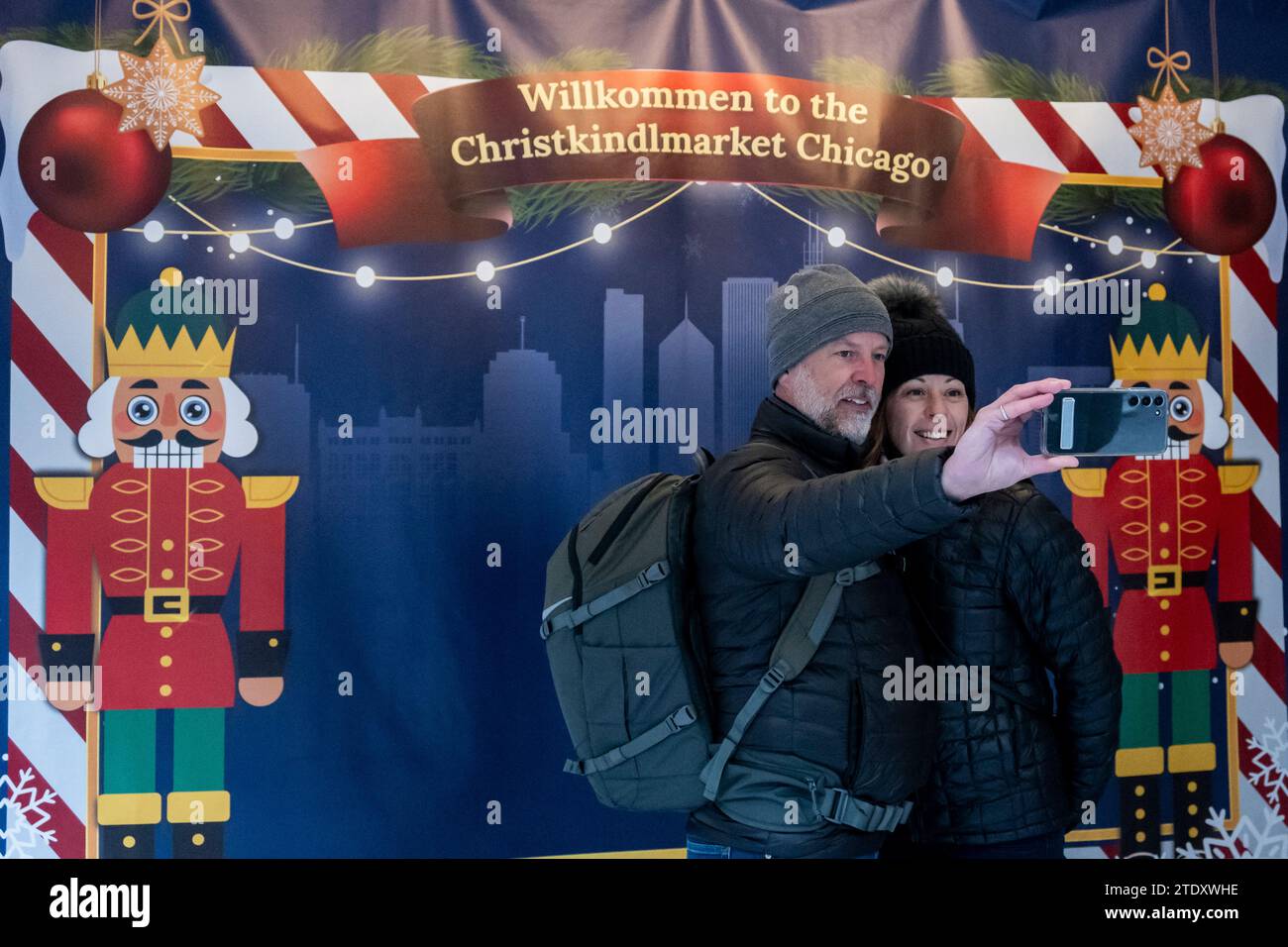 Chicago, USA. 19 December 2023. Tourists visit the popular