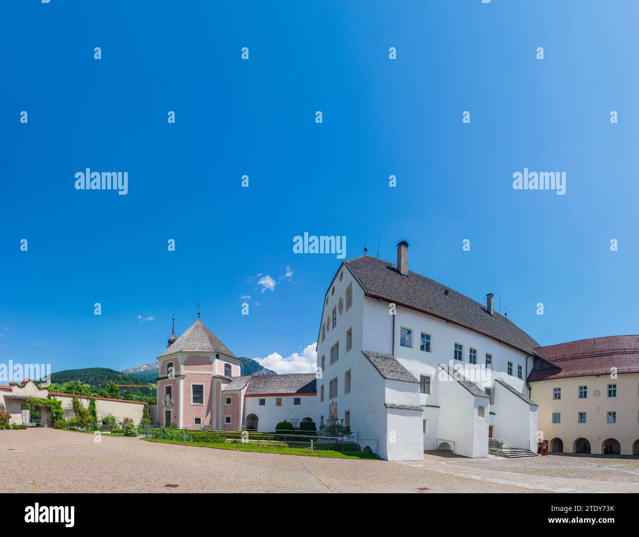 Sterzing (Vipiteno): former member of the Teutonic Order., St. Elisabeth Church. Today Multscher Museum. in South Tyrol, Trentino-South Tyrol, Italy Stock Photo