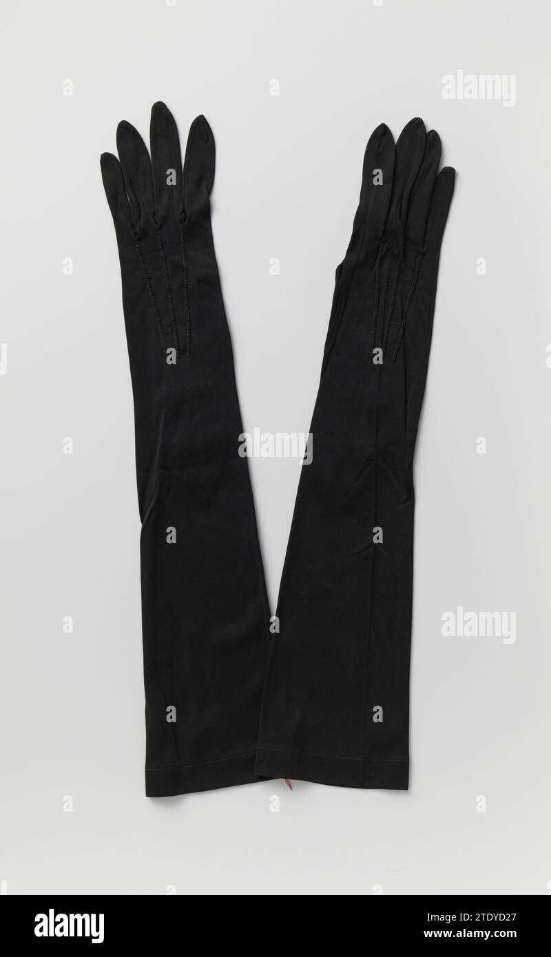 Black sided mourning glove with two press purchases, c. 1920 c. 1940