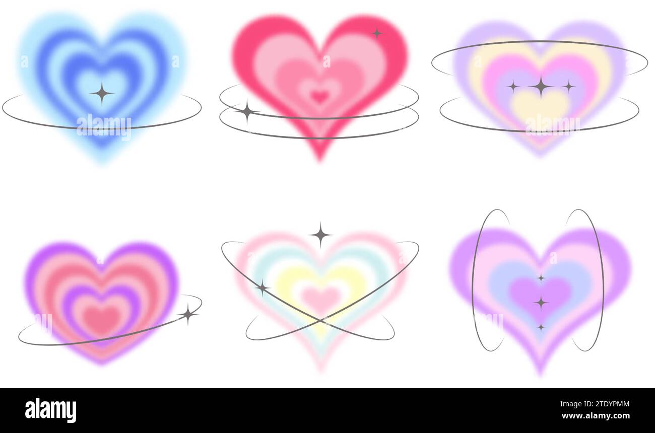 Y2k blurred heart. Gradient aesthetic sticker with stars on orbits. Soft  glow effect with aura. Cute smooth futuristic vector collection Stock  Vector Image & Art - Alamy