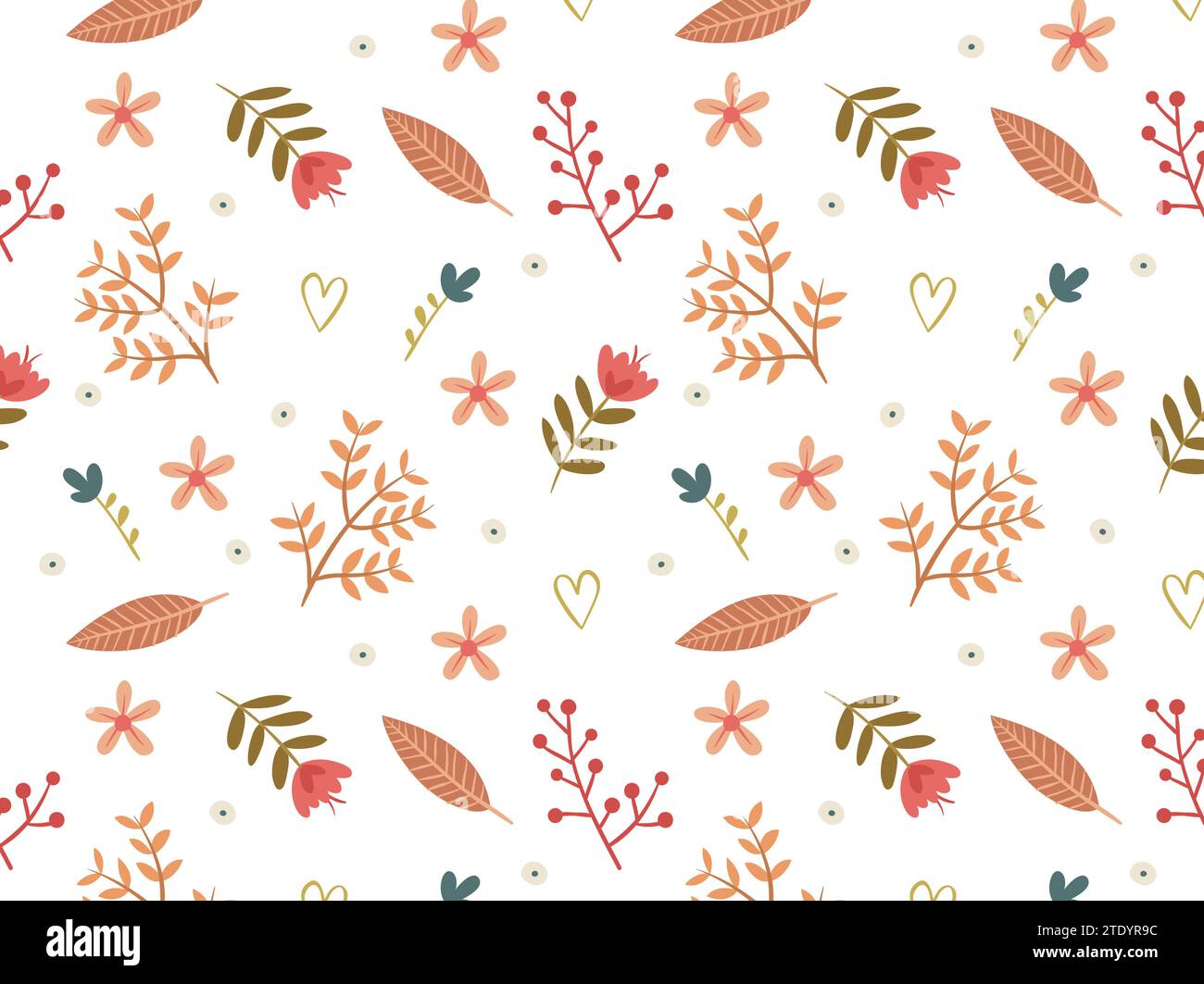 Great pattern with flowers and hearts Stock Vector
