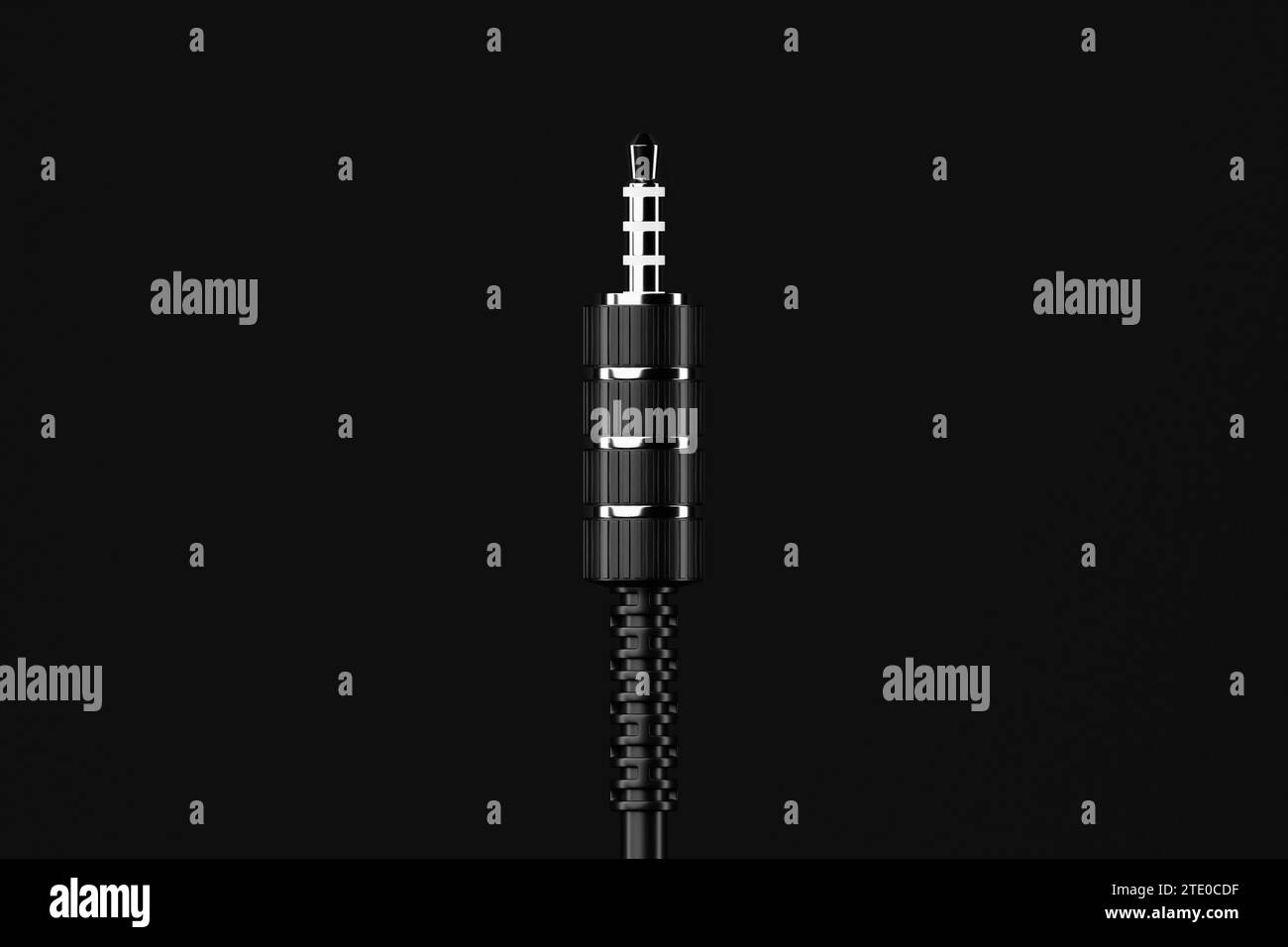 3.5 mm audio mini jack plug  isolated on a  black background.  3d  illustration Stock Photo