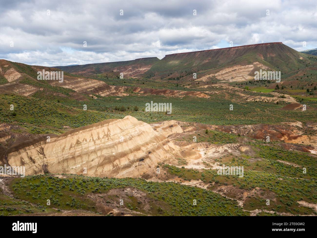 View from Mascall Overlook in John Day Fossil Beds National Monument, Oregon Stock Photo