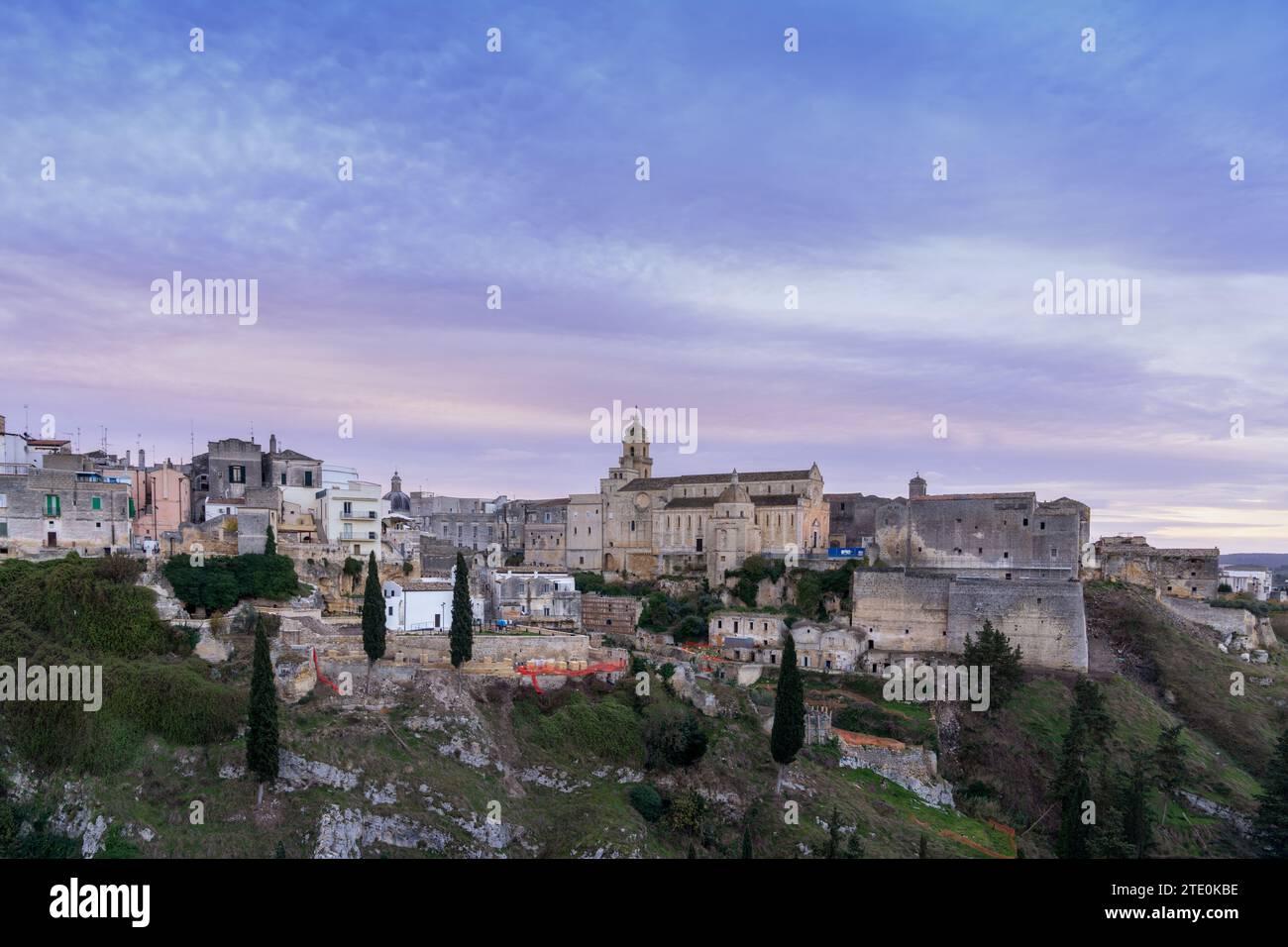 Gravina in Puglia, Italy - 3 December, 2023: view of the historic town of Gravina in Puglia at sunrise Stock Photo