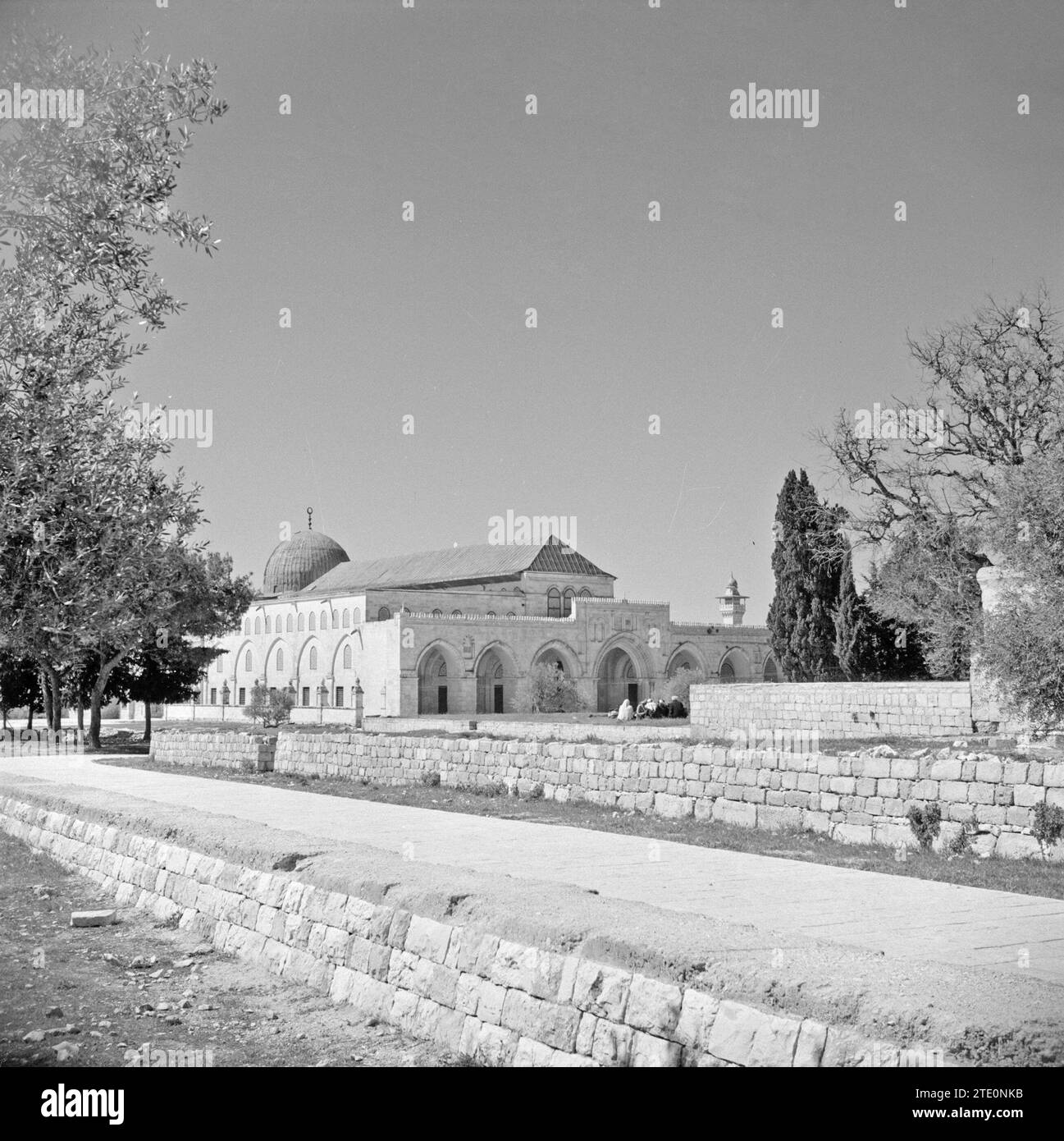 Al Haram esh-Sharif - Temple Mount. Square and Al Aqsa mosque with a view of the entrance ca. 1950-1955 Stock Photo