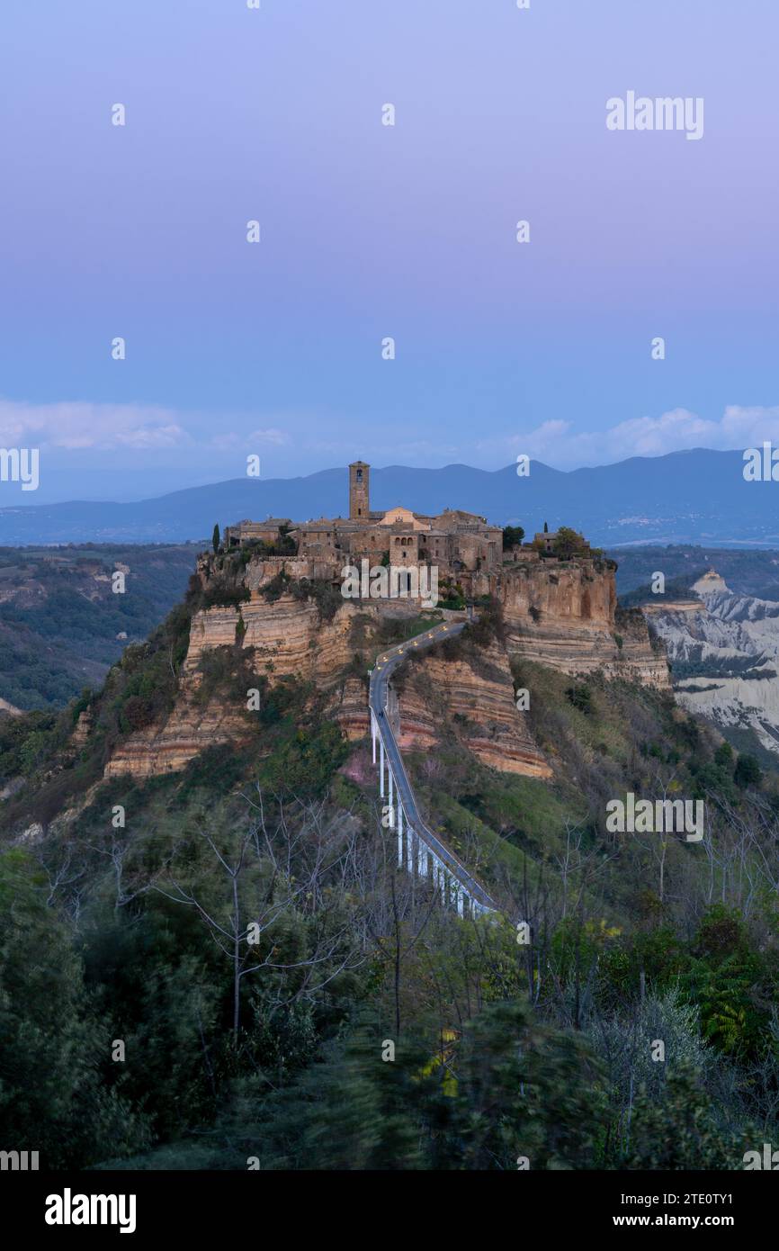 Bagnoregio, Italy 17 November, 2023 vertical view of the old