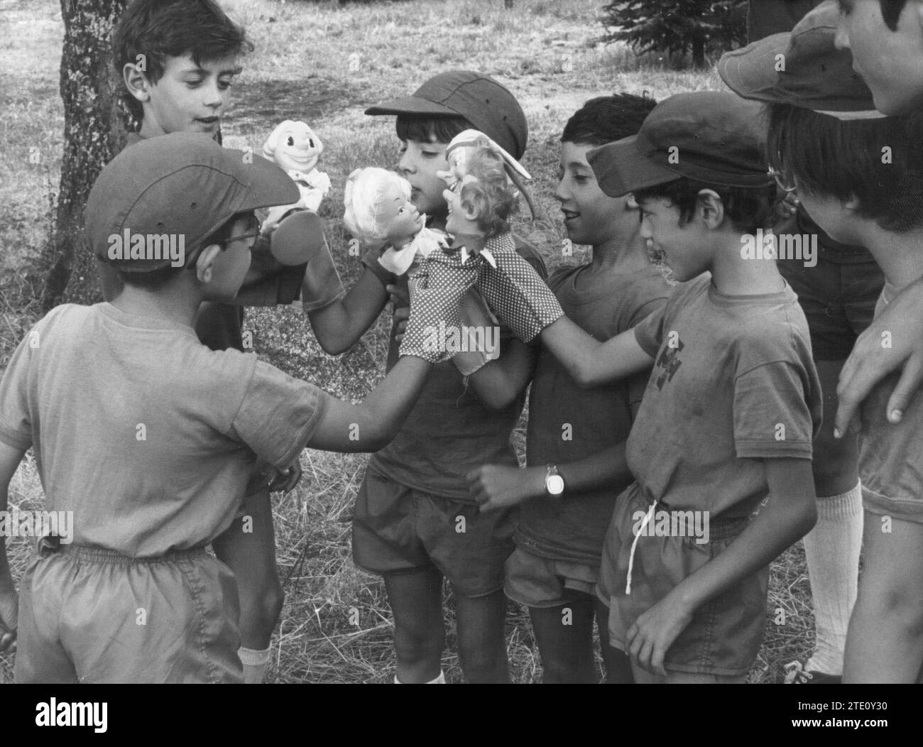 01/01/1970. Children from La Oje Playing with Puppets at a Camp. Credit: Album / Archivo ABC / D. Cubillo Stock Photo