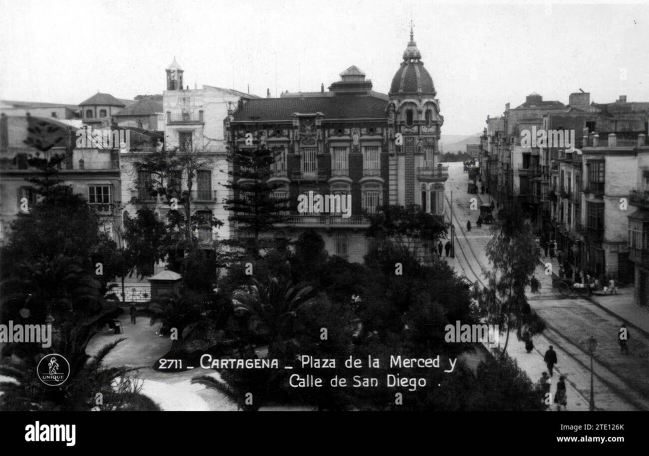 12/31/1939. Plaza de la Merced and Calle San Diego in Cartagena (Murcia). Credit: Album / Archivo ABC / Unique Stock Photo