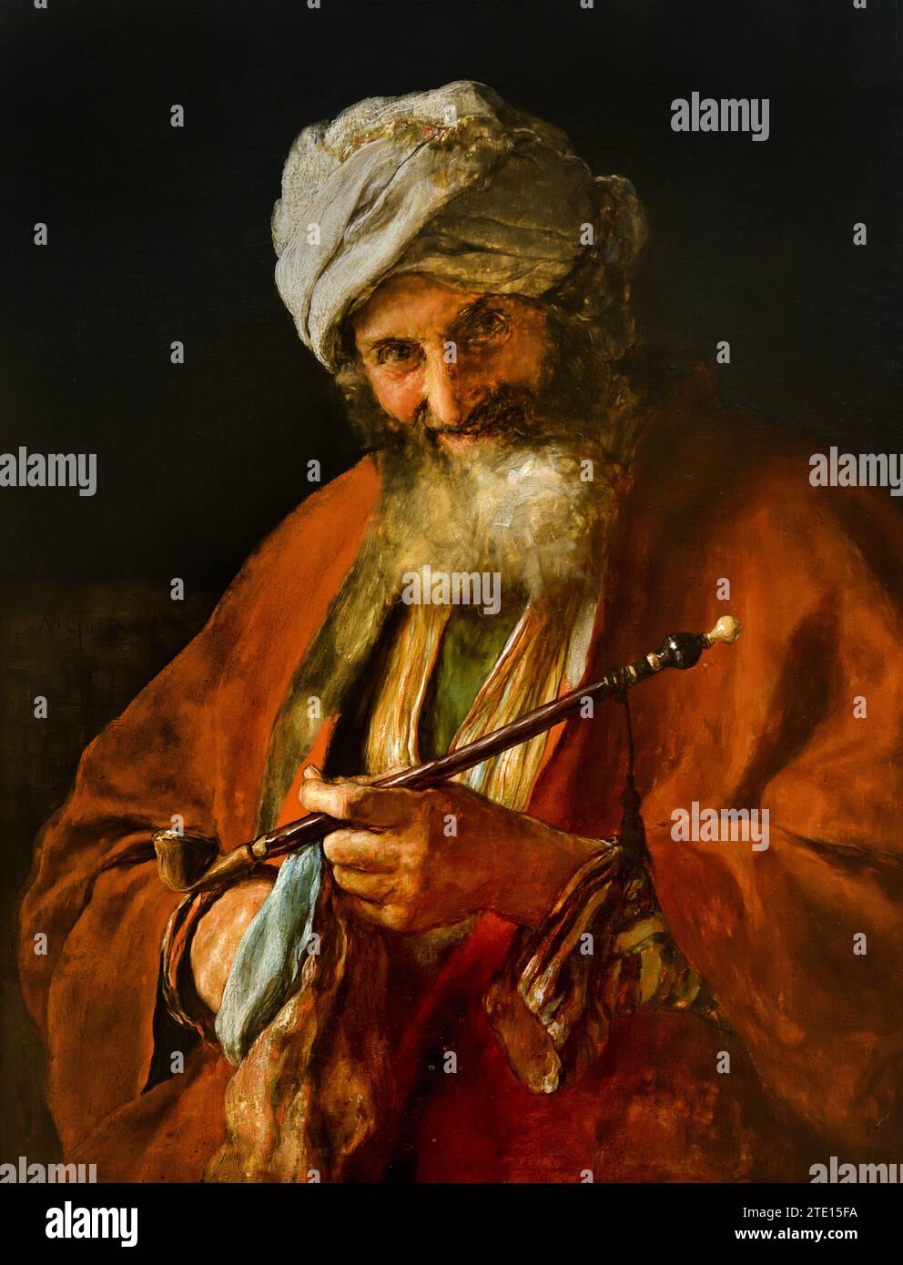 Gyzis Nikolaos (1842 - 1901) Middle Easterner with Pipe , Painting 19ty-20th Century, National Gallery, Athens, Greece. Orientalist, Orientalism Stock Photo