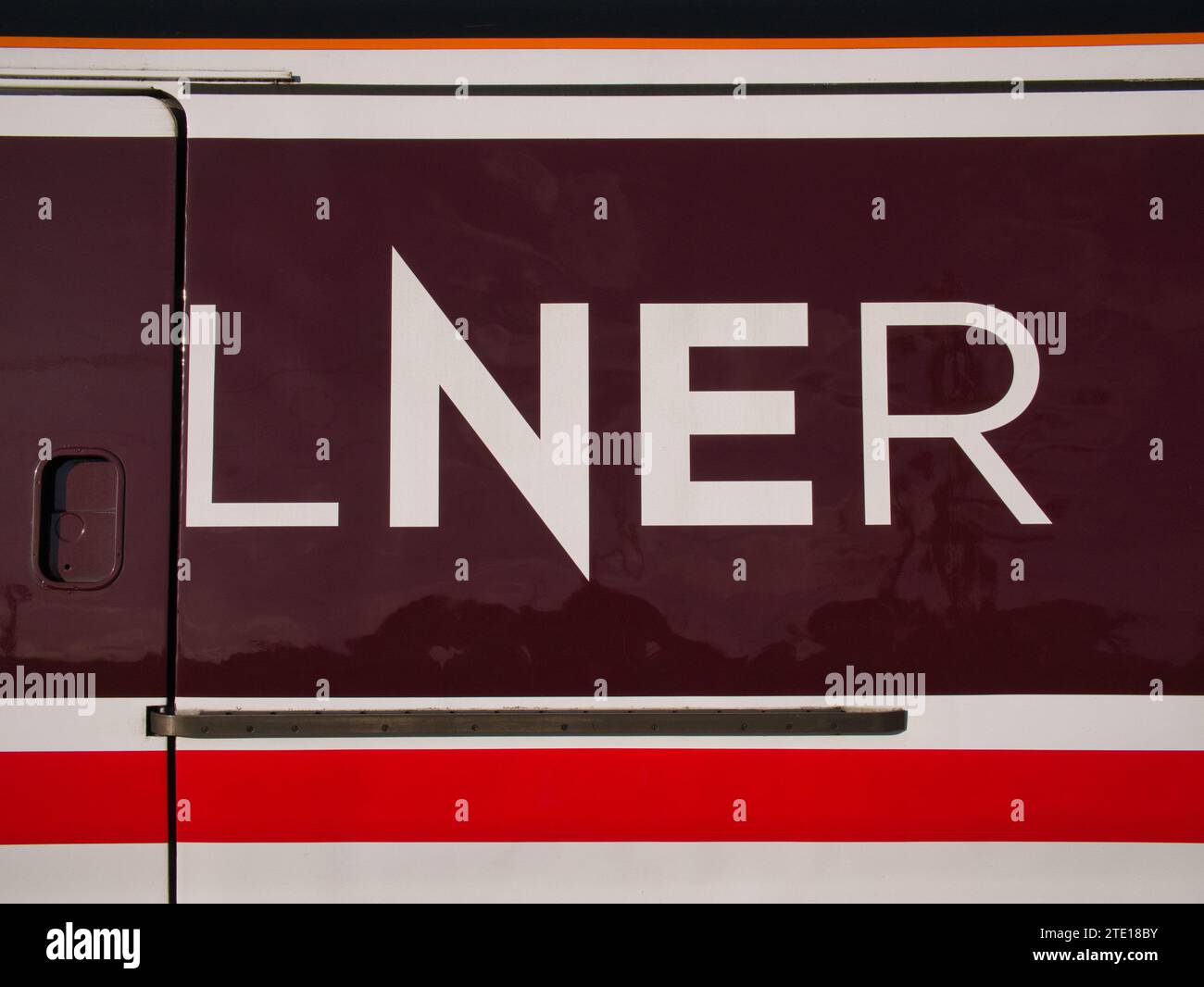 York, UK - Nov 24 2023: The corporate logo of London North Eastern Railway (LNER), a British train operating company. Stock Photo