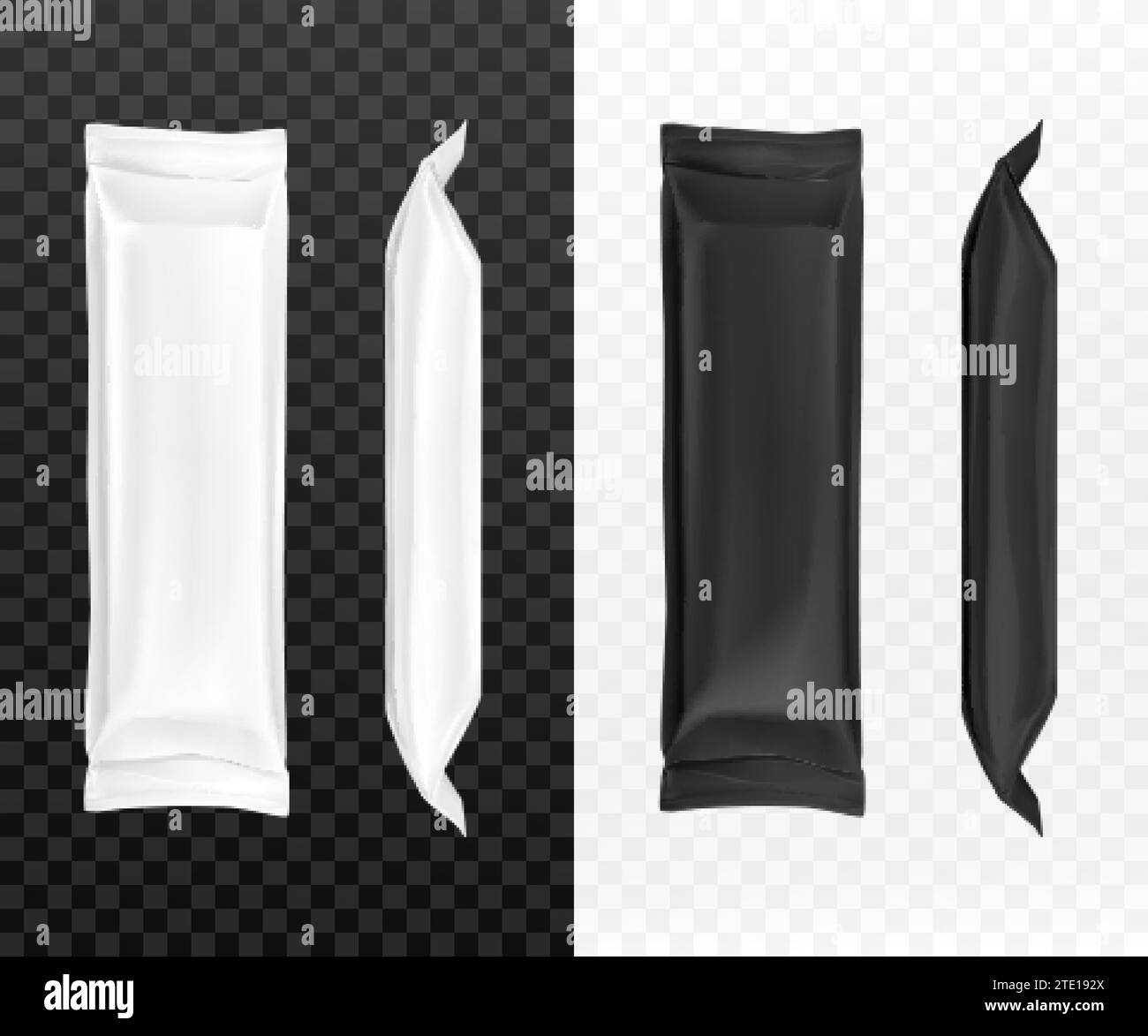 Black and white candy wrappers isolated on background. Template of