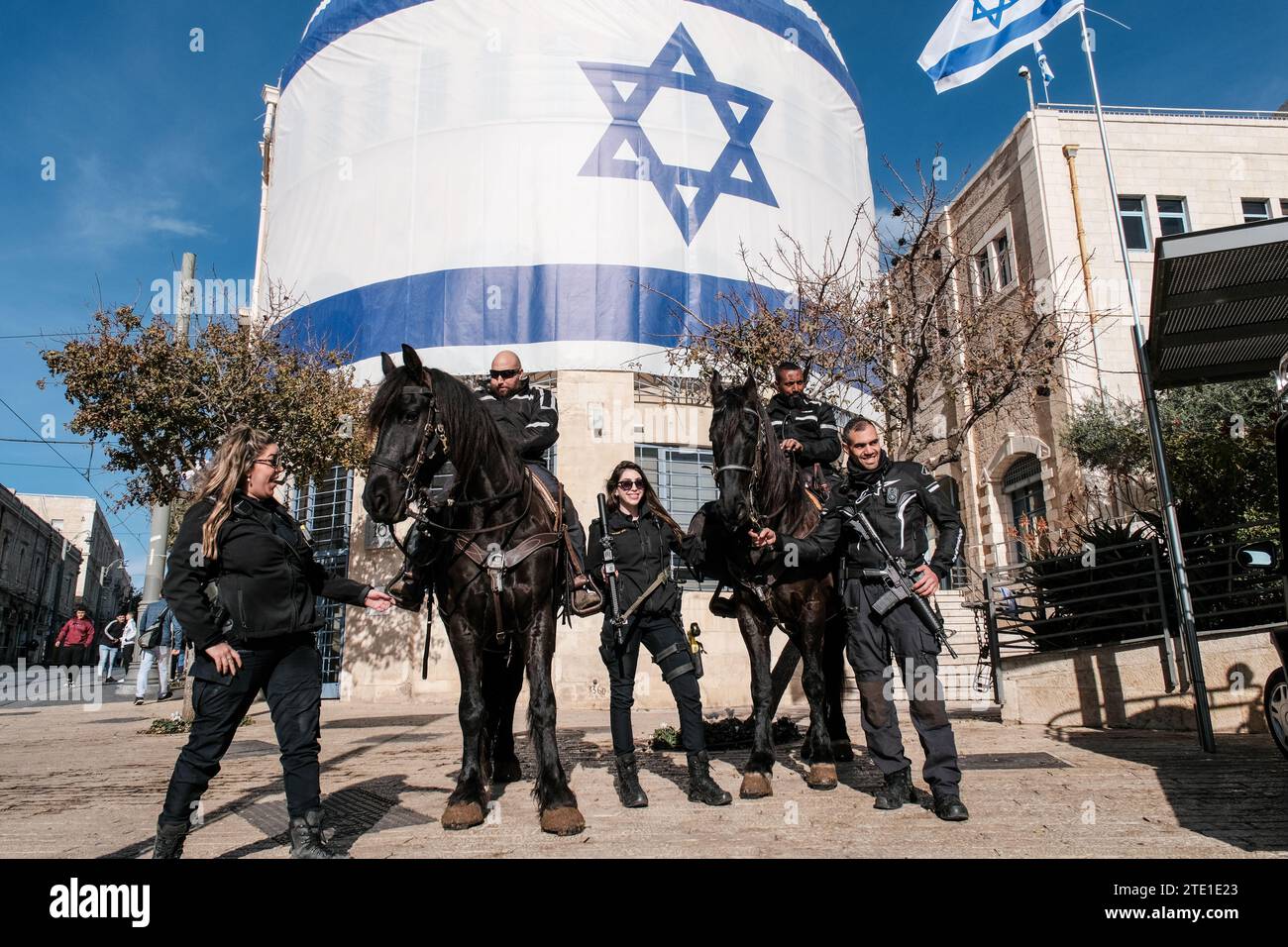 Jerusalem, Israel. 20th Dec, 2023. Policemen and women patrol the streets of Jerusalem, paying special attention to the seam between East and West Jerusalem in an attempt to suppress any disturbances. Credit: Nir Alon/Alamy Live News Stock Photo