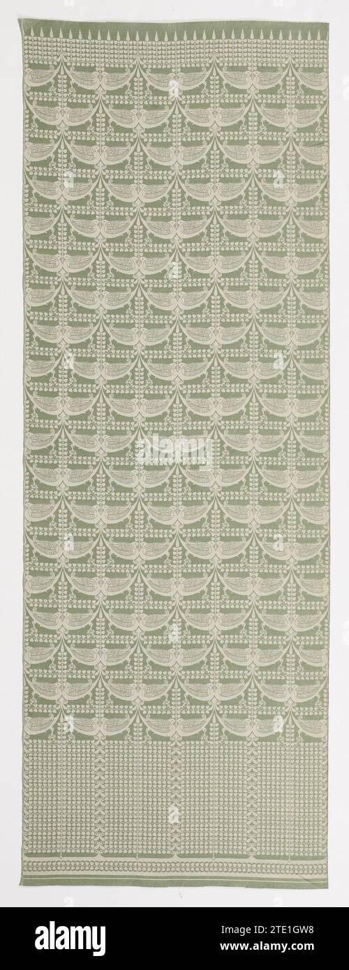 Wall extension, Chris Lebeau, 1911 - 1915 Dark olive -green dams of wall tension with a pigeons design. Eindhoven linen (material) damask Dark olive -green dams of wall tension with a pigeons design. Eindhoven linen (material) damask Stock Photo
