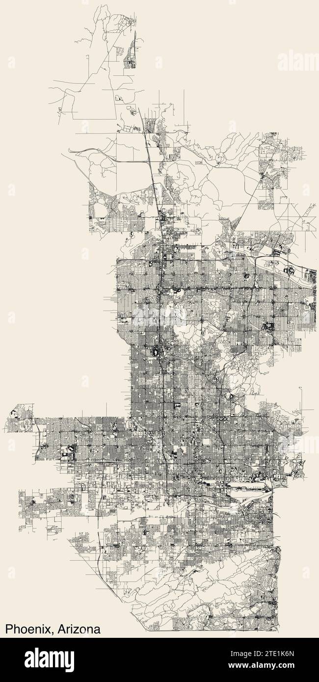Street roads map of PHOENIX, ARIZONA Stock Vector Image & Art Alamy