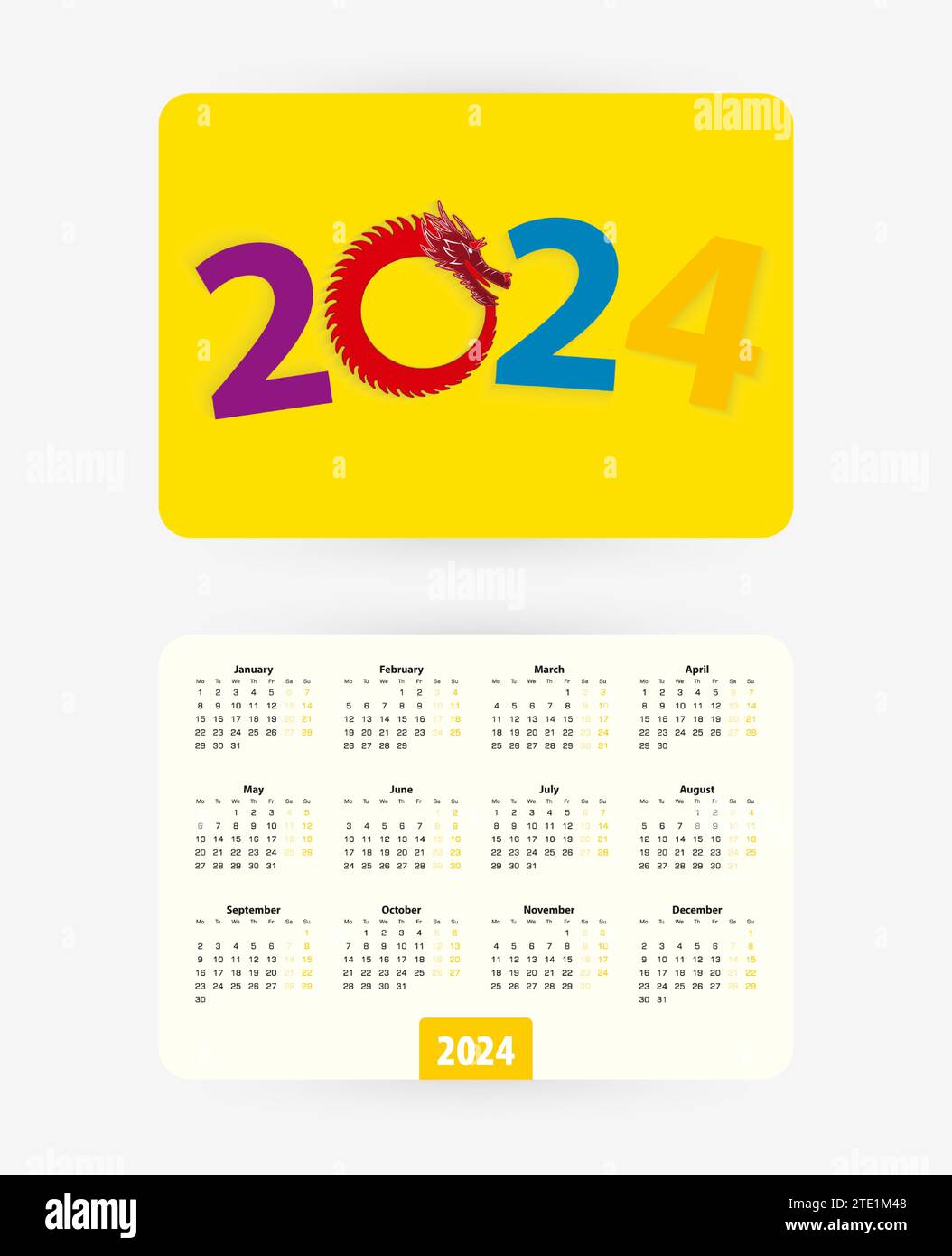 2025 pocket calendar with colorful numbers of year 2025 and Rabbit ears