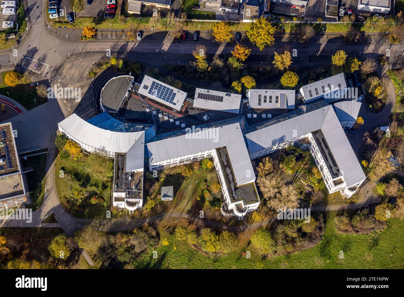 Aerial view, Private University of Witten/Herdecke, vertical view ...