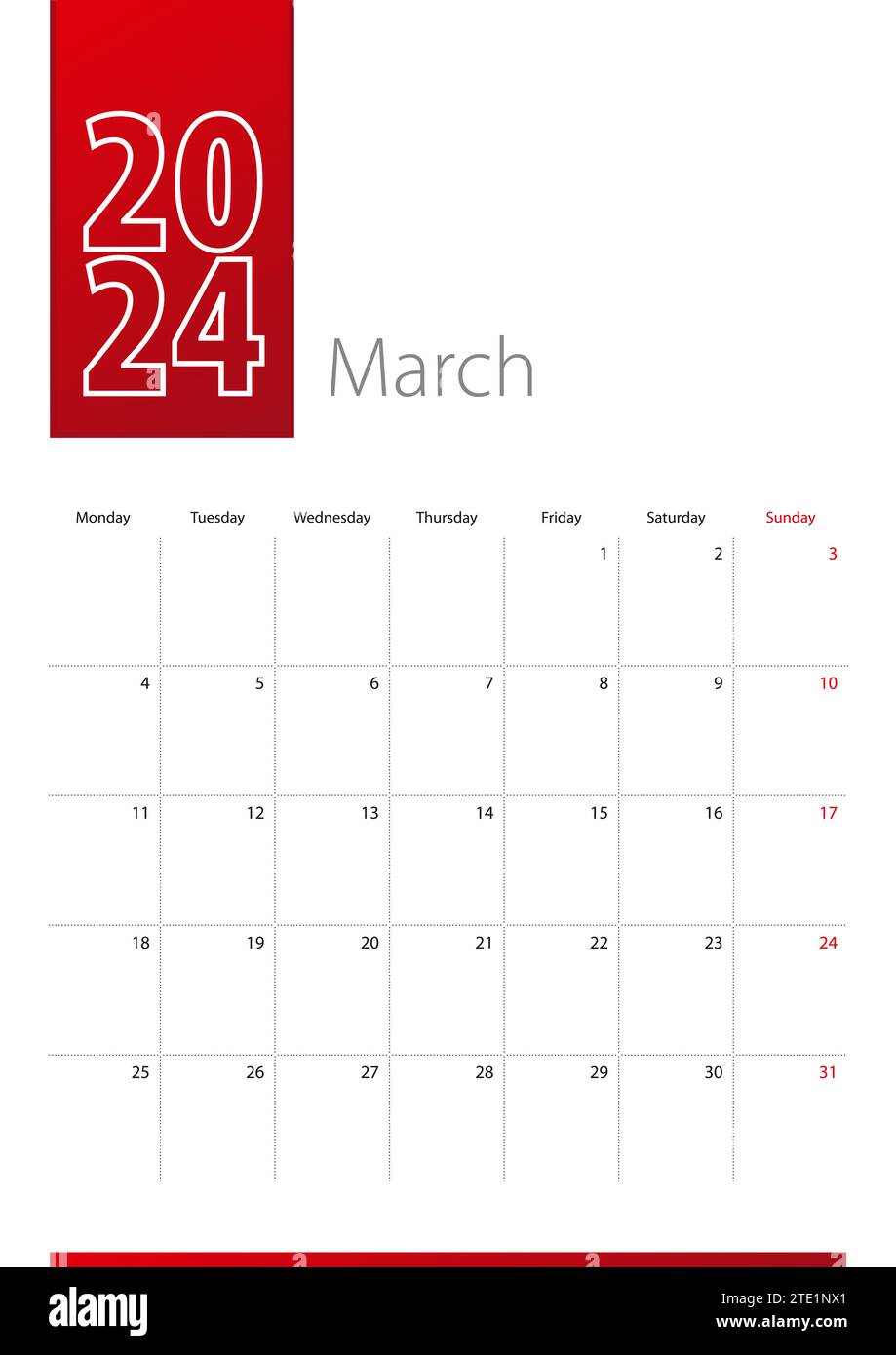March 2025 calendar design. Week starts on Monday. Vertical 2025