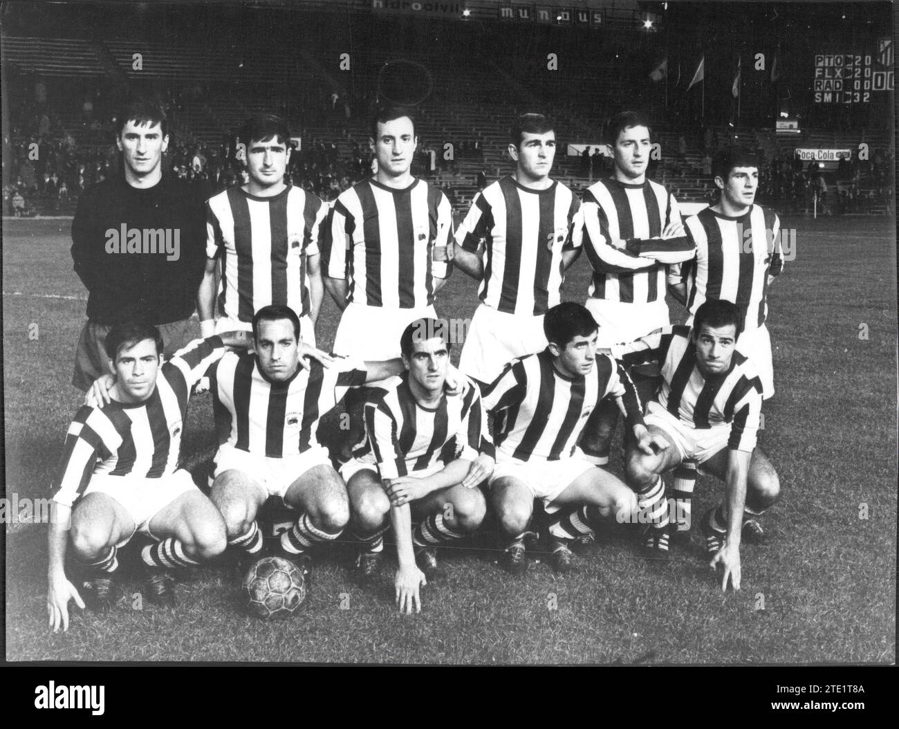 Real Sociedad de San Sebastián team before starting a match in 1967. Credit: Album / Archivo ABC / Teodoro Naranjo Domínguez Stock Photo