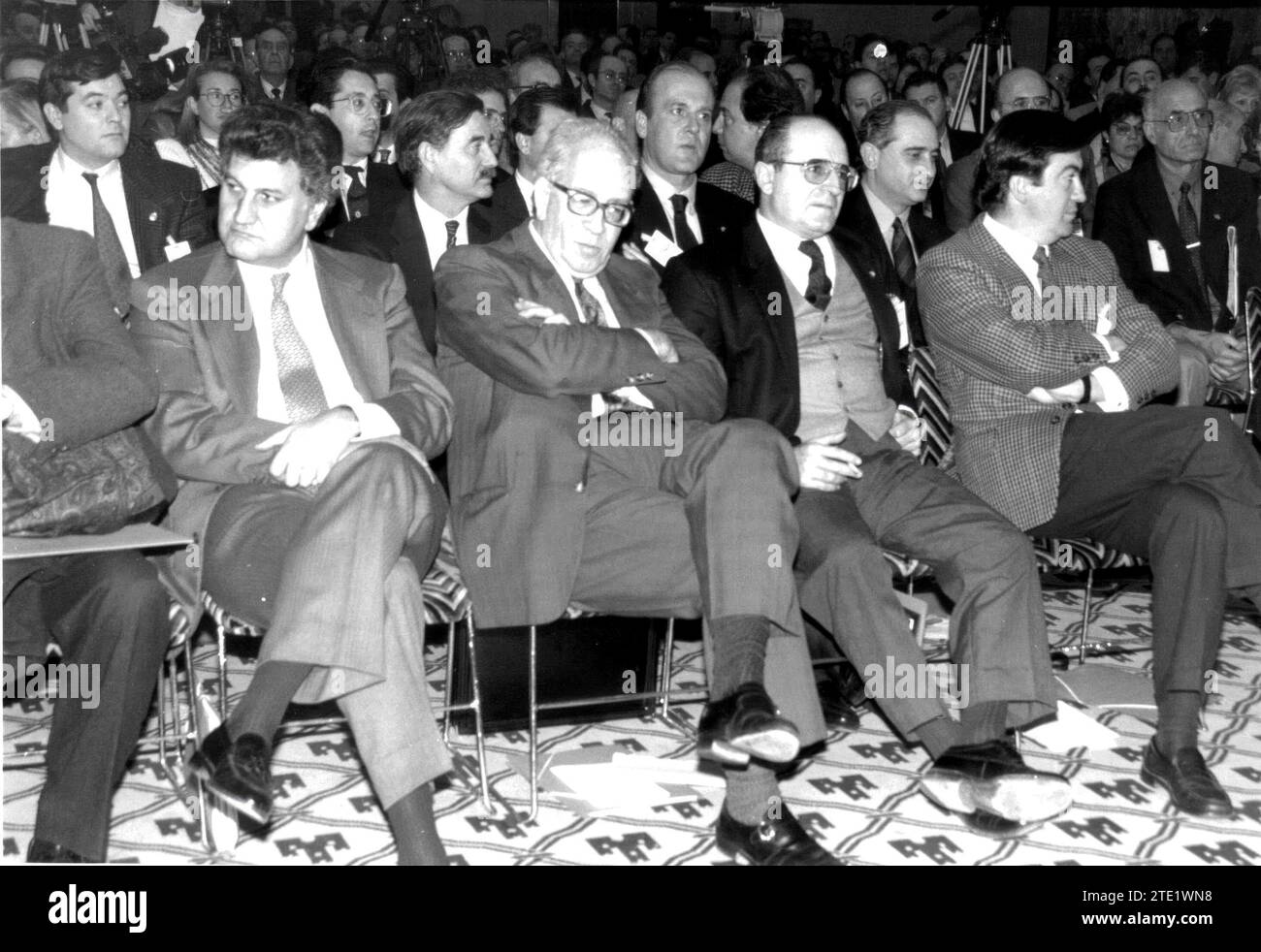 12/11/1992. In the Intermunicipal Assembly of the Popular Party. From left to right: Jesús Posada, Carlos Robles Piquer, Abel Matutes and Francisco Álvarez Cascos. Credit: Album / Archivo ABC / José María Barroso Stock Photo