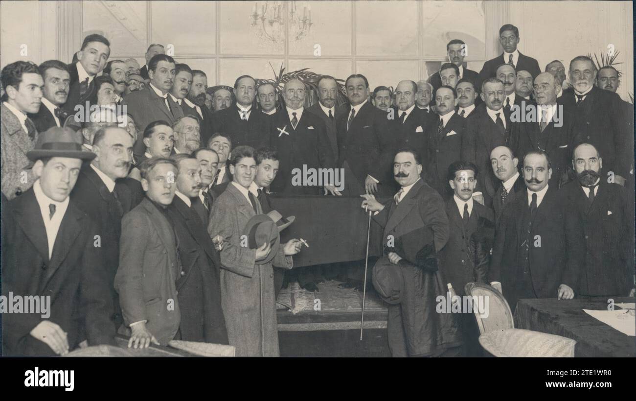 11/14/1919. Madrid. From the Maurist assembly. The illustrious former minister Mr. Juan de la Cierva (X) during his interesting conference yesterday. Credit: Album / Archivo ABC / Julio Duque Stock Photo