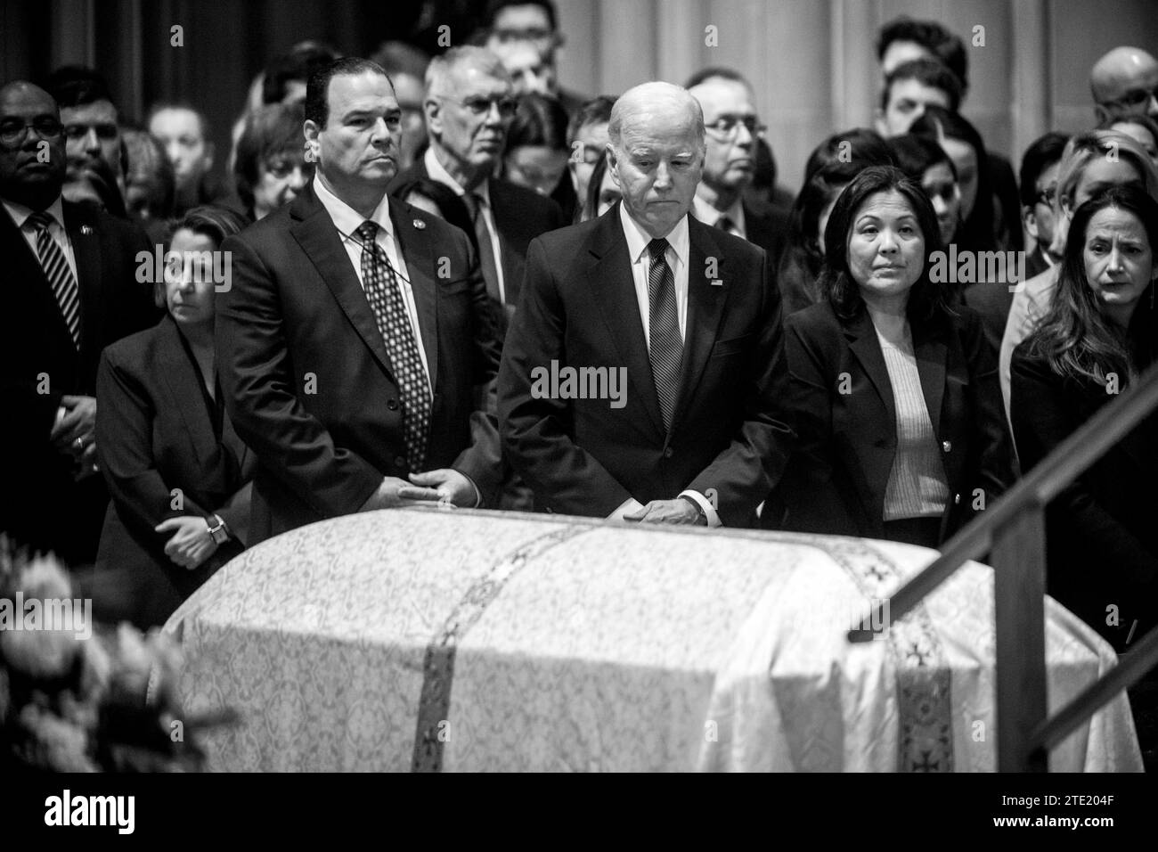 United States President Joe Biden and United States Secretary of Labor Julie A. Su, right, attend the funeral service for retired Associate Justice of the Supreme Court Sandra Day O Connor at the Washington National Cathedral in Washington, DC on Tuesday, December 19, 2023. Justice O Connor, an Arizona native, appointed by US President Ronald Reagan, became the first woman to serve on the nations highest court, served from 1981 until 2006, and passed away on December 1, 2023 at age 93. Copyright: xRodxLamkeyx/xCNPx/MediaPunchx Stock Photo