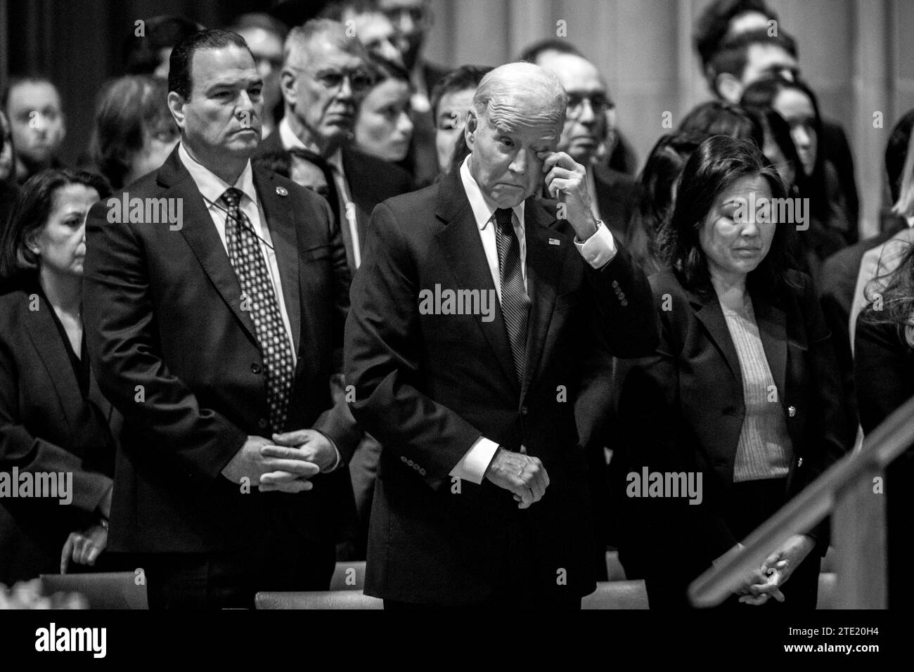 United States President Joe Biden and United States Secretary of Labor Julie A. Su, right, attend the funeral service for retired Associate Justice of the Supreme Court Sandra Day O Connor at the Washington National Cathedral in Washington, DC on Tuesday, December 19, 2023. Justice O Connor, an Arizona native, appointed by US President Ronald Reagan, became the first woman to serve on the nations highest court, served from 1981 until 2006, and passed away on December 1, 2023 at age 93. Copyright: xRodxLamkeyx/xCNPx/MediaPunchx Stock Photo