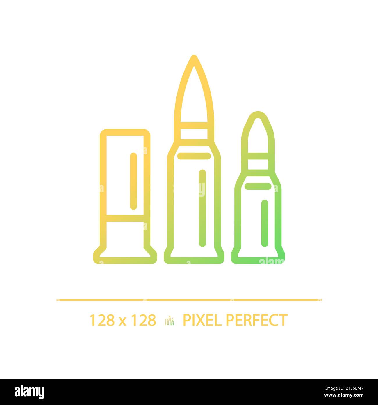 2D thin line pixel perfect simple gradient caliber icon Stock Vector
