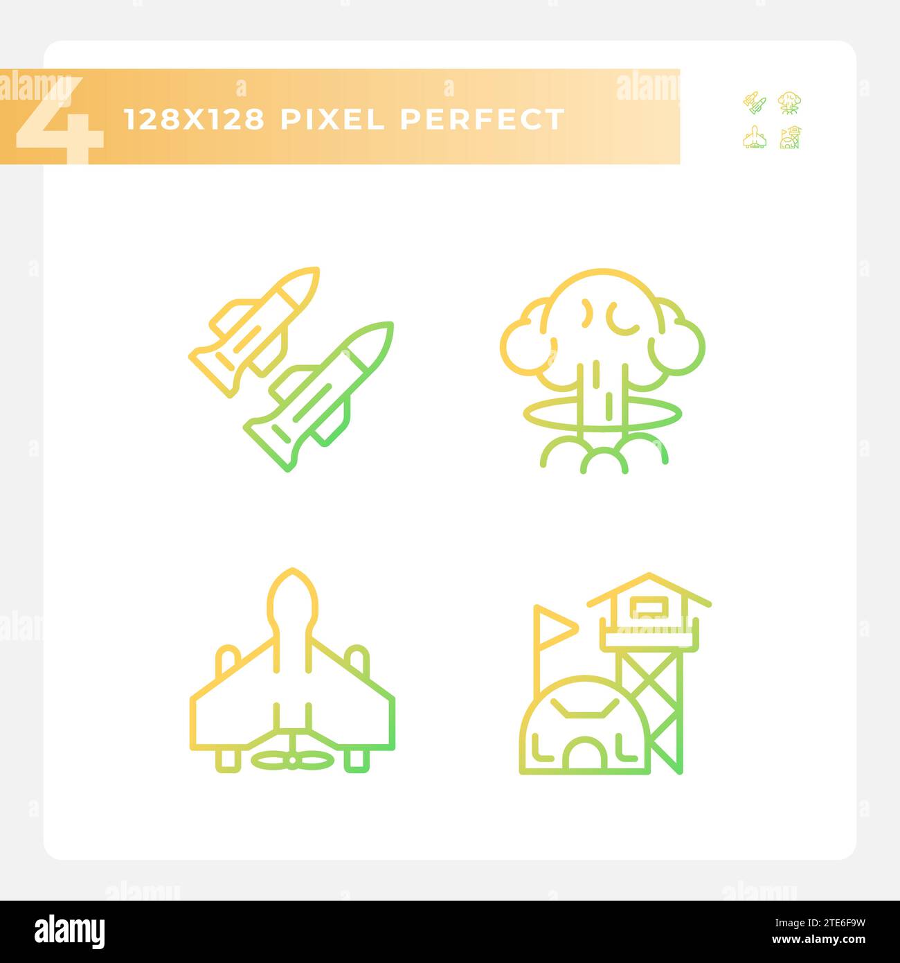 Set of pixel perfect gradient weapons icons Stock Vector Image & Art ...
