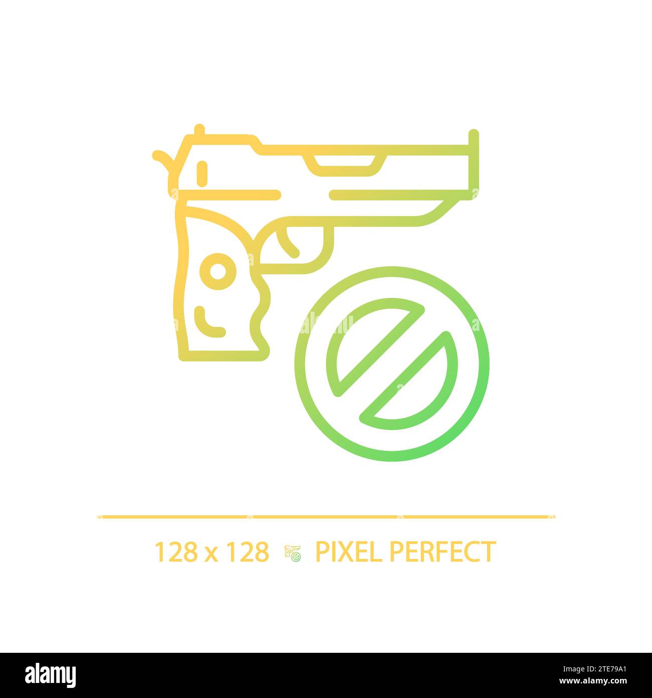 2D thin line pixel perfect simple gradient gun control icon Stock Vector
