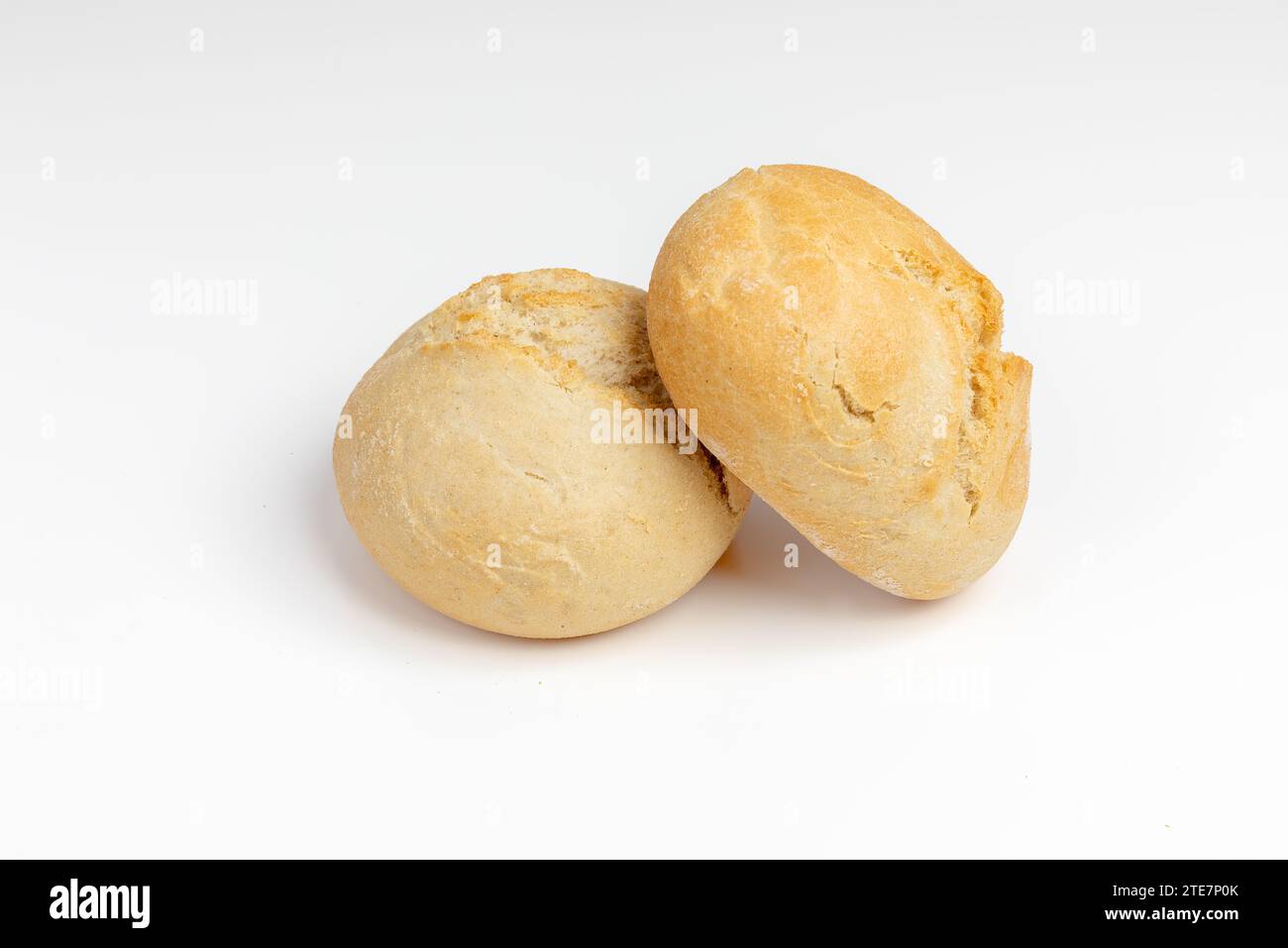 Breakfast bread rolls isolated on white background Stock Photo