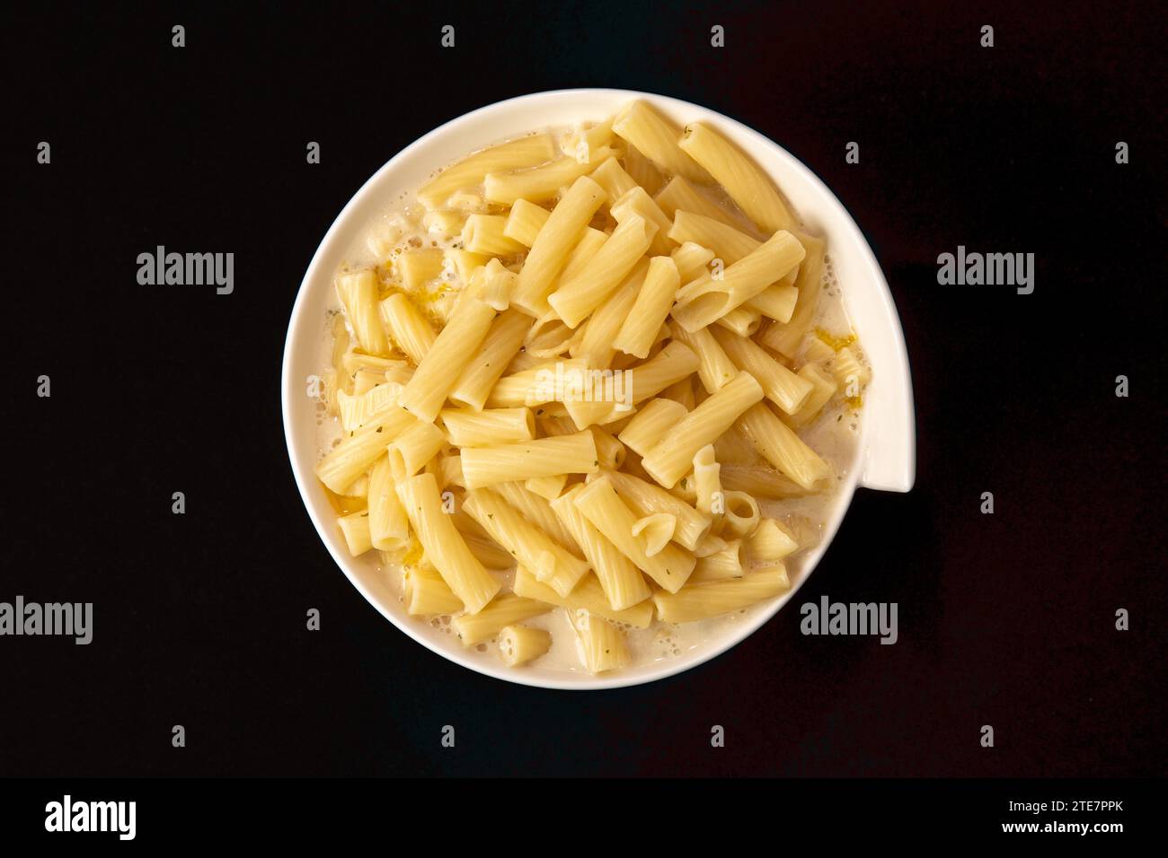Portion of Macaroni and Cheese Stock Photo