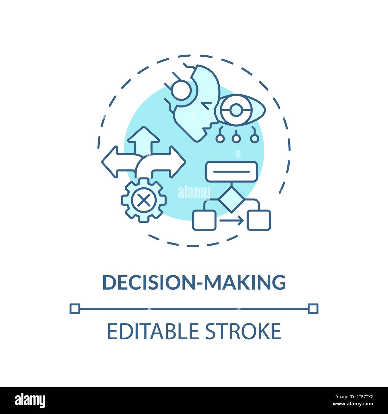 Thin line simple blue decision making icon concept Stock Vector