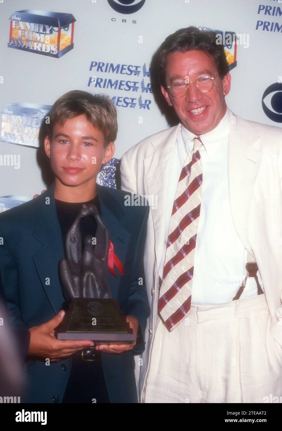 Los Angeles, California, USA 22nd August 1996 Actor Jonathan Taylor Thomas and Actor Tim Allen attend the World Film InstituteÕs Family Film Awards at CBS Television City on August 22, 1996 in Los Angeles, California, USA. Photo by Barry King/Alamy Stock Photo Stock Photo