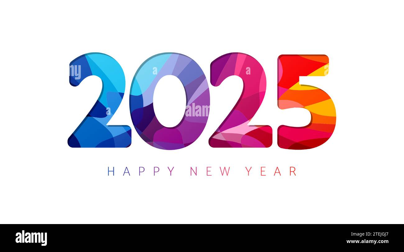 Holiday event number 2025, Happy New Year greetings. Isolated number 2, 0 and 5. Paper effect
