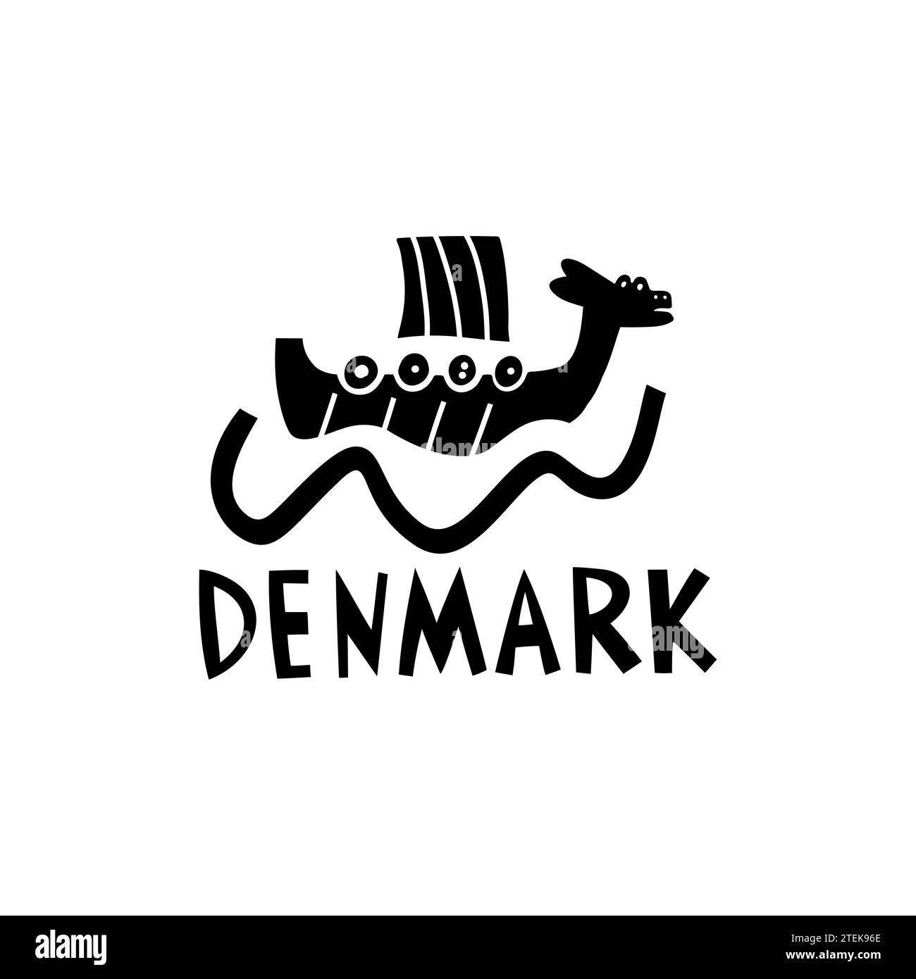 Vector Hand Drawn Denmark Label. Travel Skandinavian Illustration. Hand ...