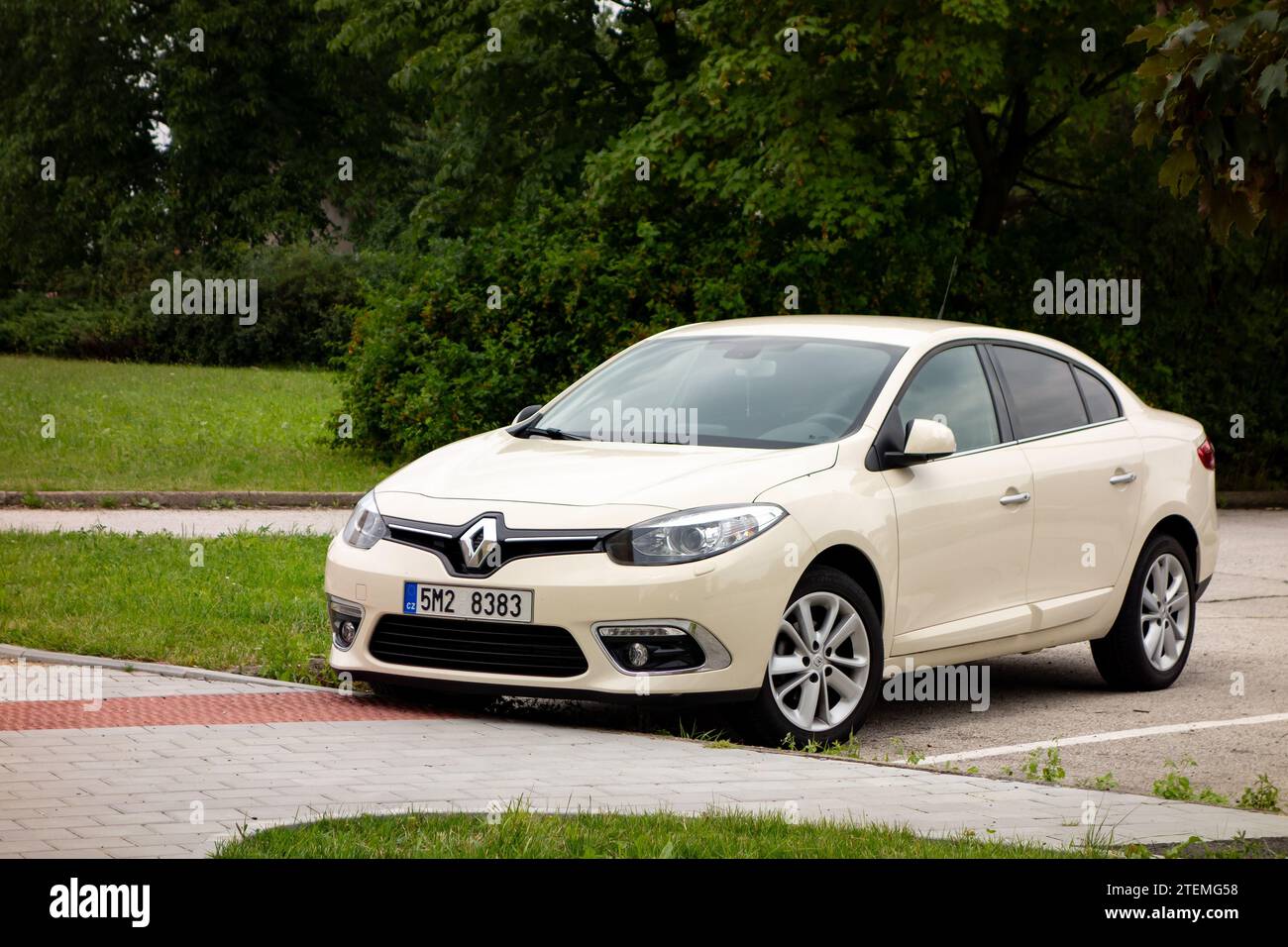 HAVIROV, CZECH REPUBLIC - JULY 18, 2016: Renault Fluence sedan built in Turkey in beige colour Stock Photo