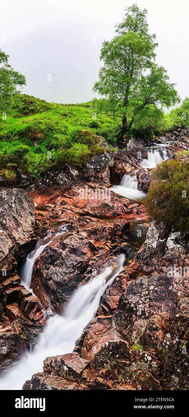 Waterfall under Buachaille Etive Mòr, River Coupall, Glen Etive and River Etive, Highlands