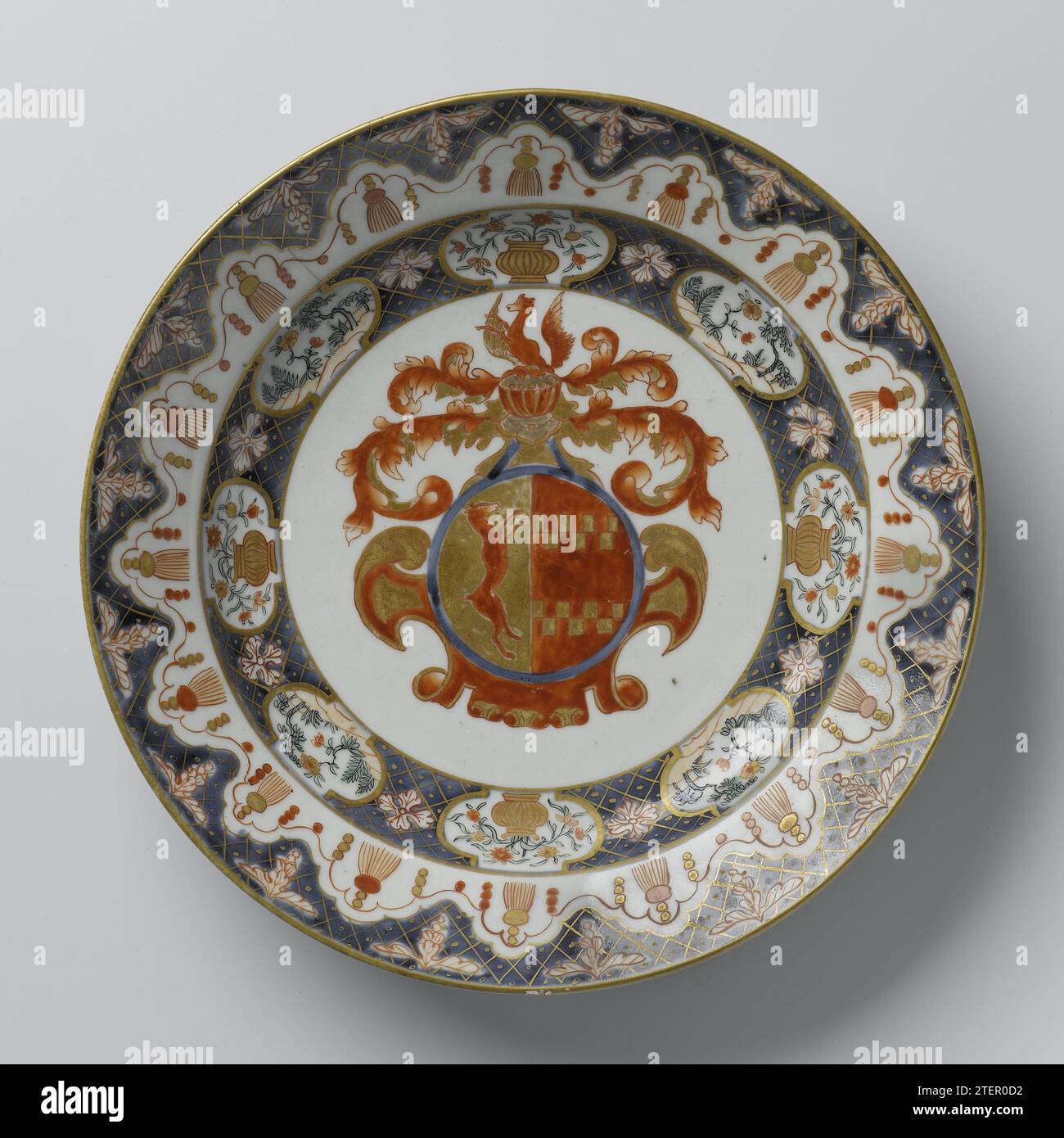 Dish with the arms of Van Buren and two ornamental borders, anonymous