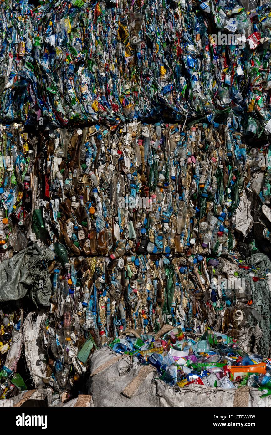 Bang Phli Thailand 20th Dec 2023 Large Bales Of Plastic Are Stacked bang-phli-thailand-20th-dec-2023-large-bales-of-plastic-are-stacked