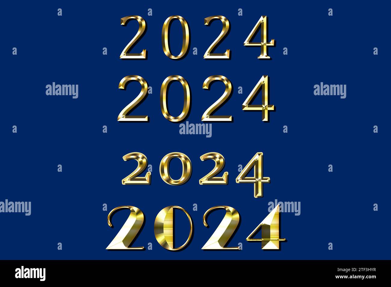 year 2024 golden new year, snowflakes with brilliant prospects with