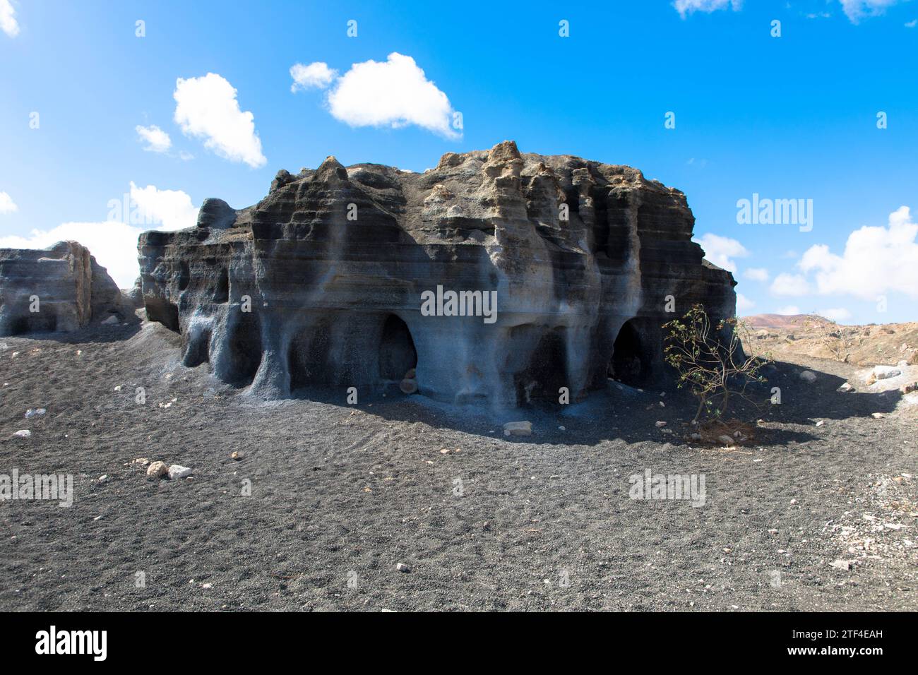 Panorama view of the most unique rock formations in Lanzarote. Called Stratified City or  Antigua rofera de Teseguite. Canary Islands, Spain, Europe. Stock Photo