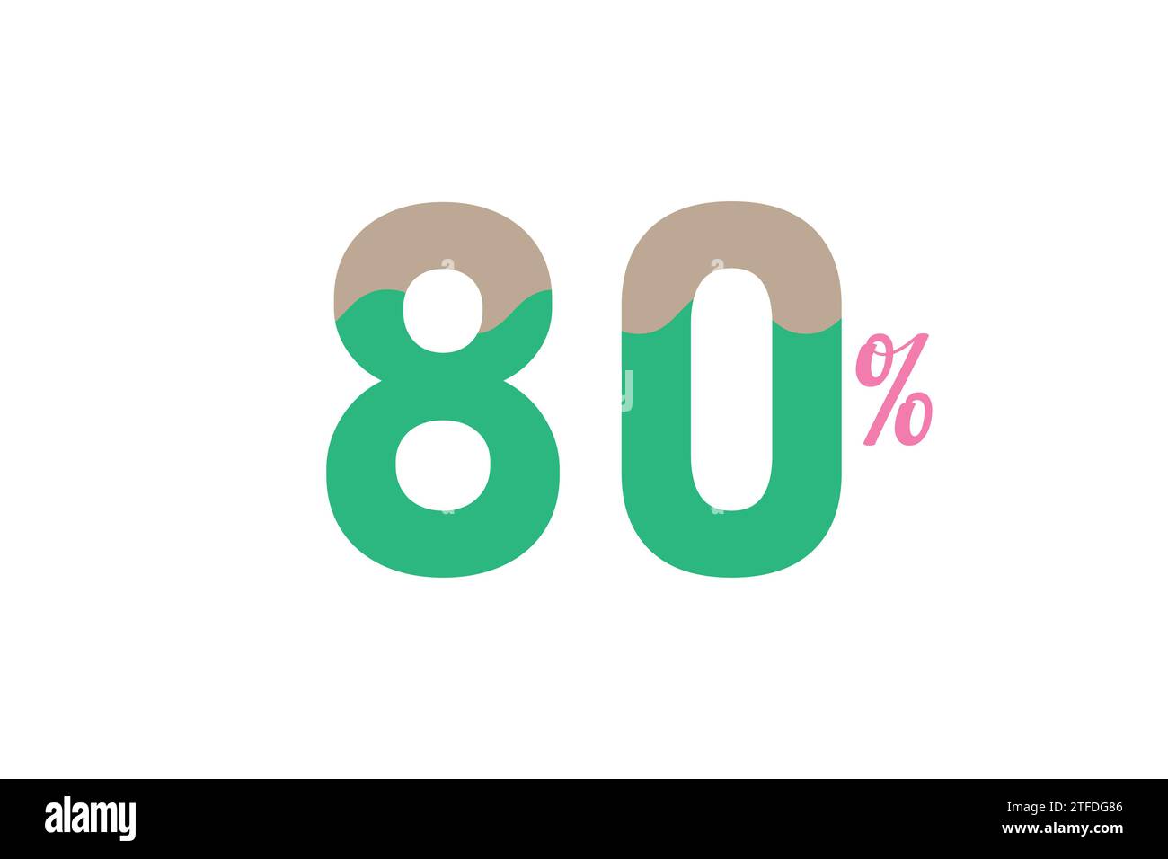 80 percent paper cut out text effect. Stock Vector