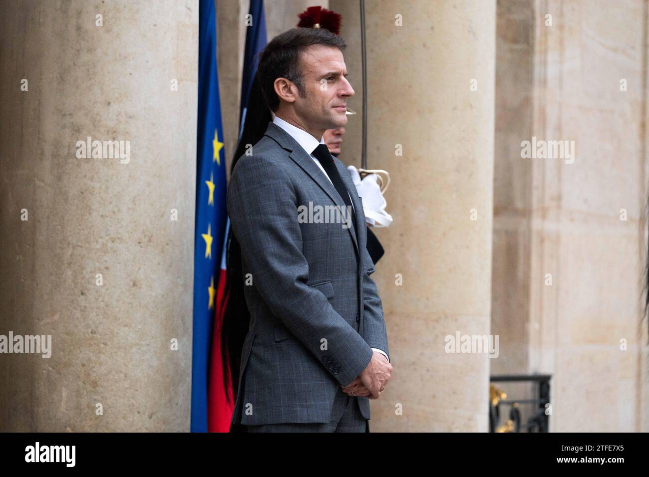 Paris, France. 20th Dec, 2023. French President Emmanuel Macron Waits ...