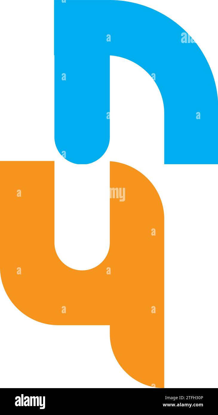 N and Y Letter Logo. Blue and Orange. - Vector Stock Vector