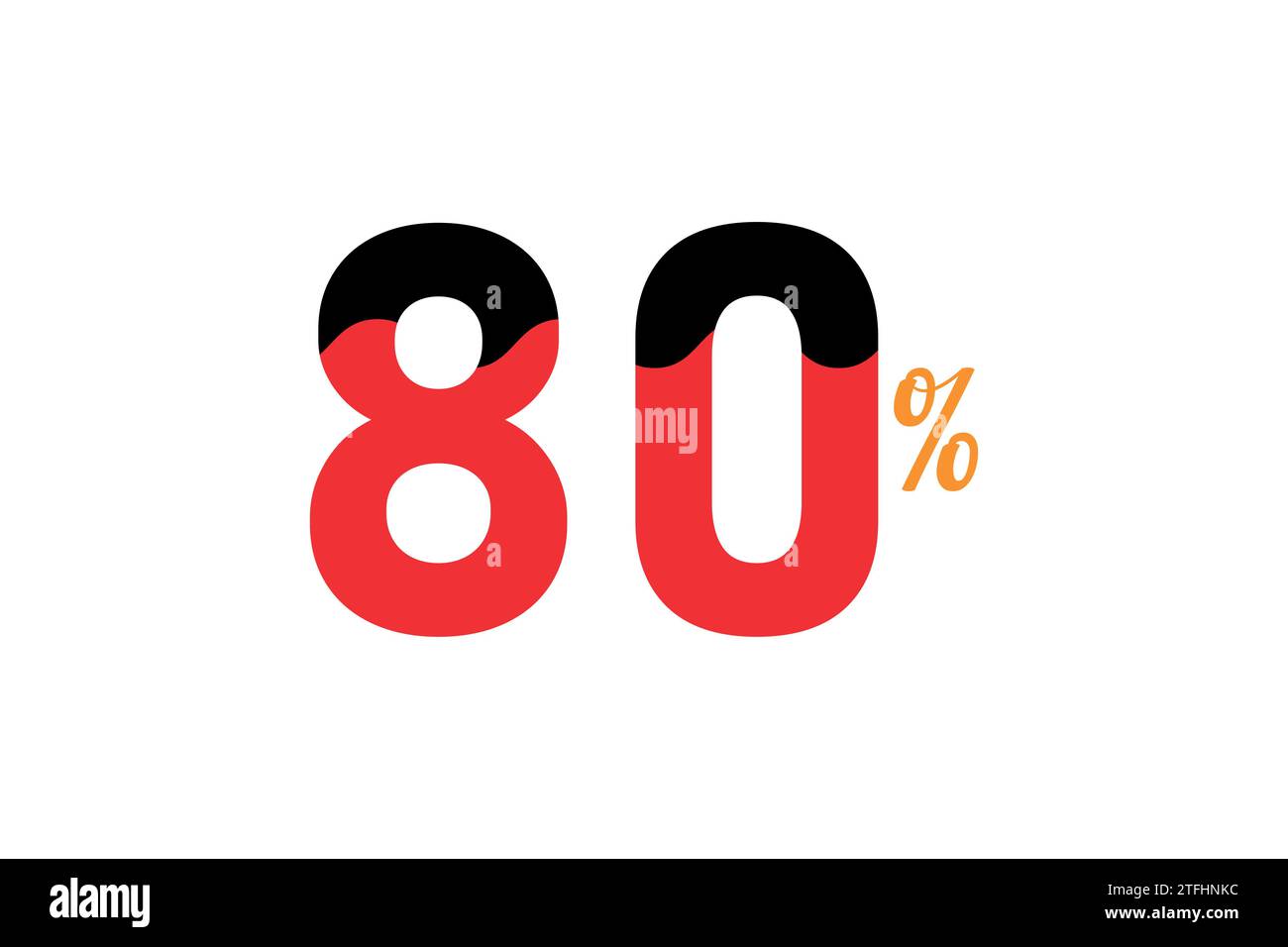 80 percent paper cut out text effect. Stock Vector