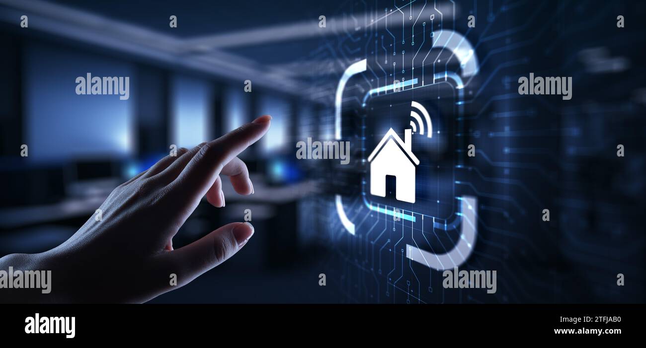 Smart home control panel on virtual screen. IOT and Automation ...