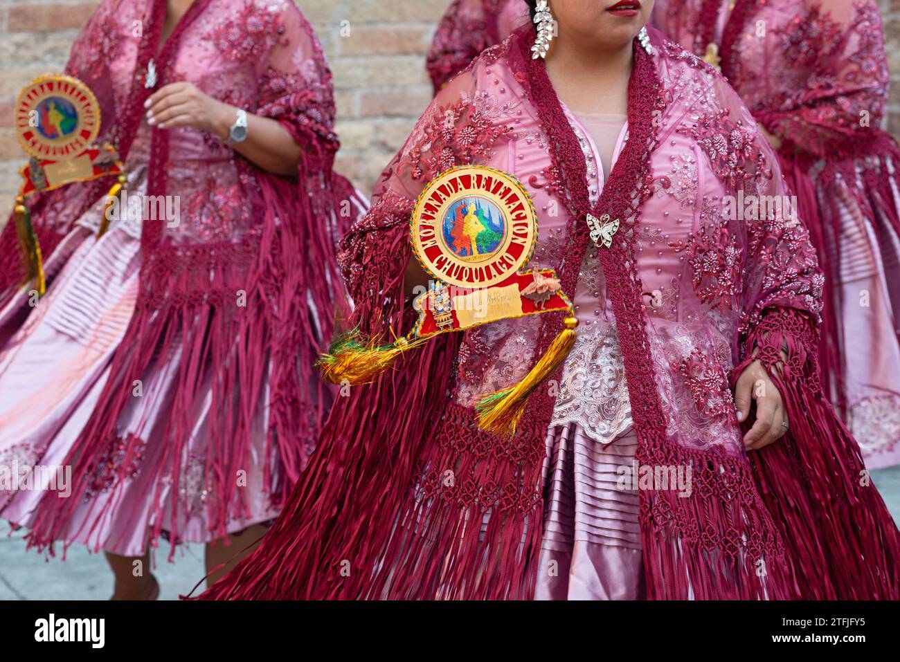 09-09-2023- Italy, Lombardy, Crema, Bolivian Community Celebrate During the Virgin of Guadalupe, Dancers Bolivian Stock Photo